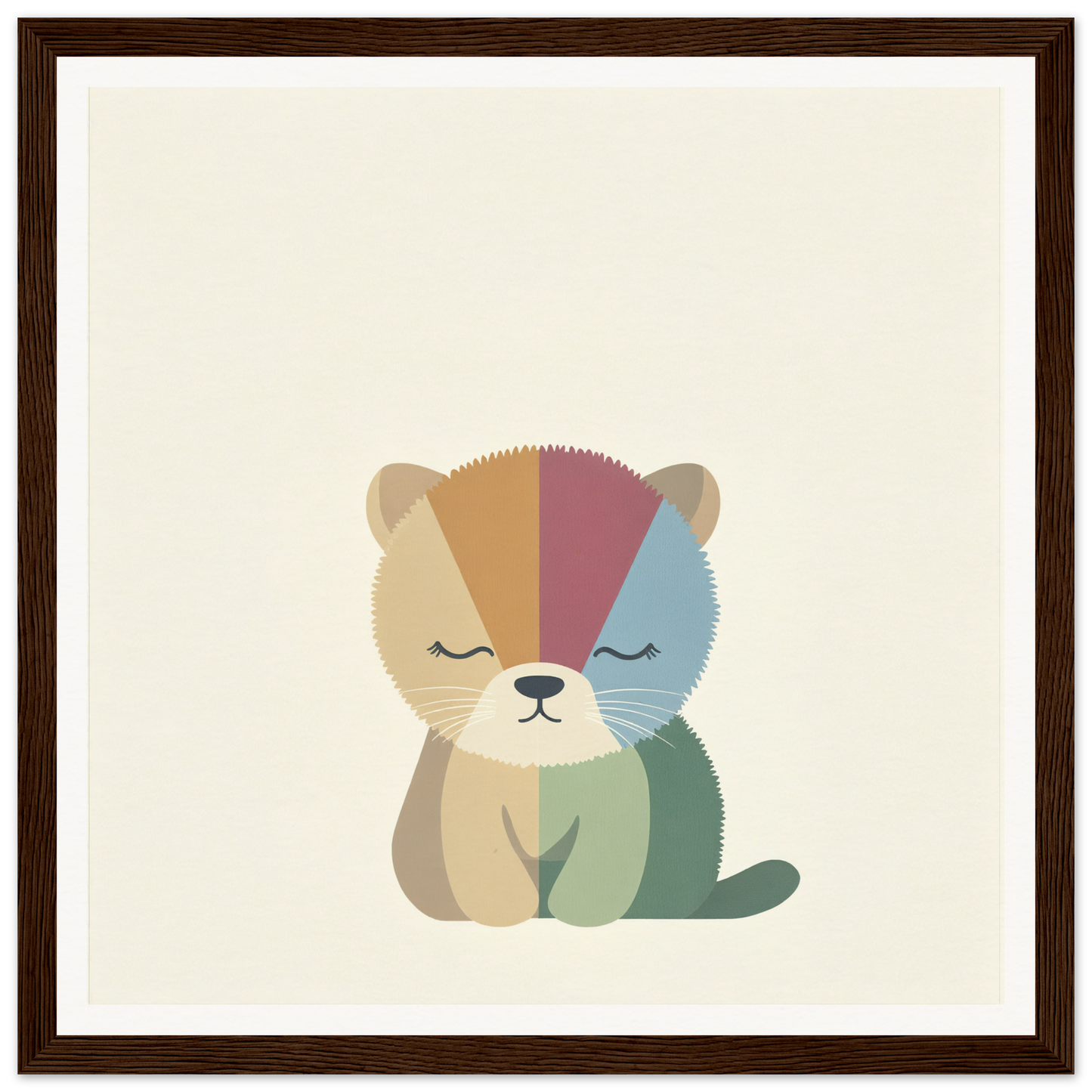 Cute cartoon kitten in pastel geometric sections for Geometric Serenity Dance