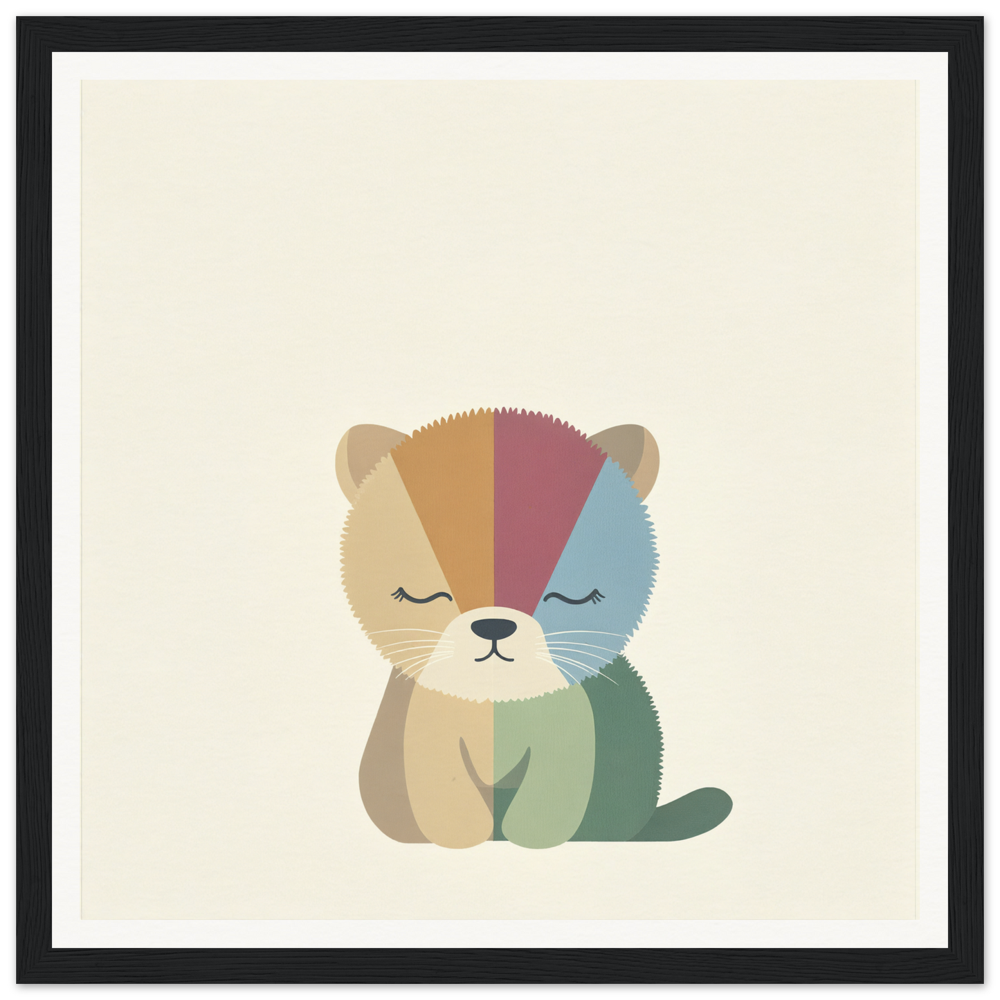 Cute cartoon cat illustration in geometric sections for Geometric Serenity Dance