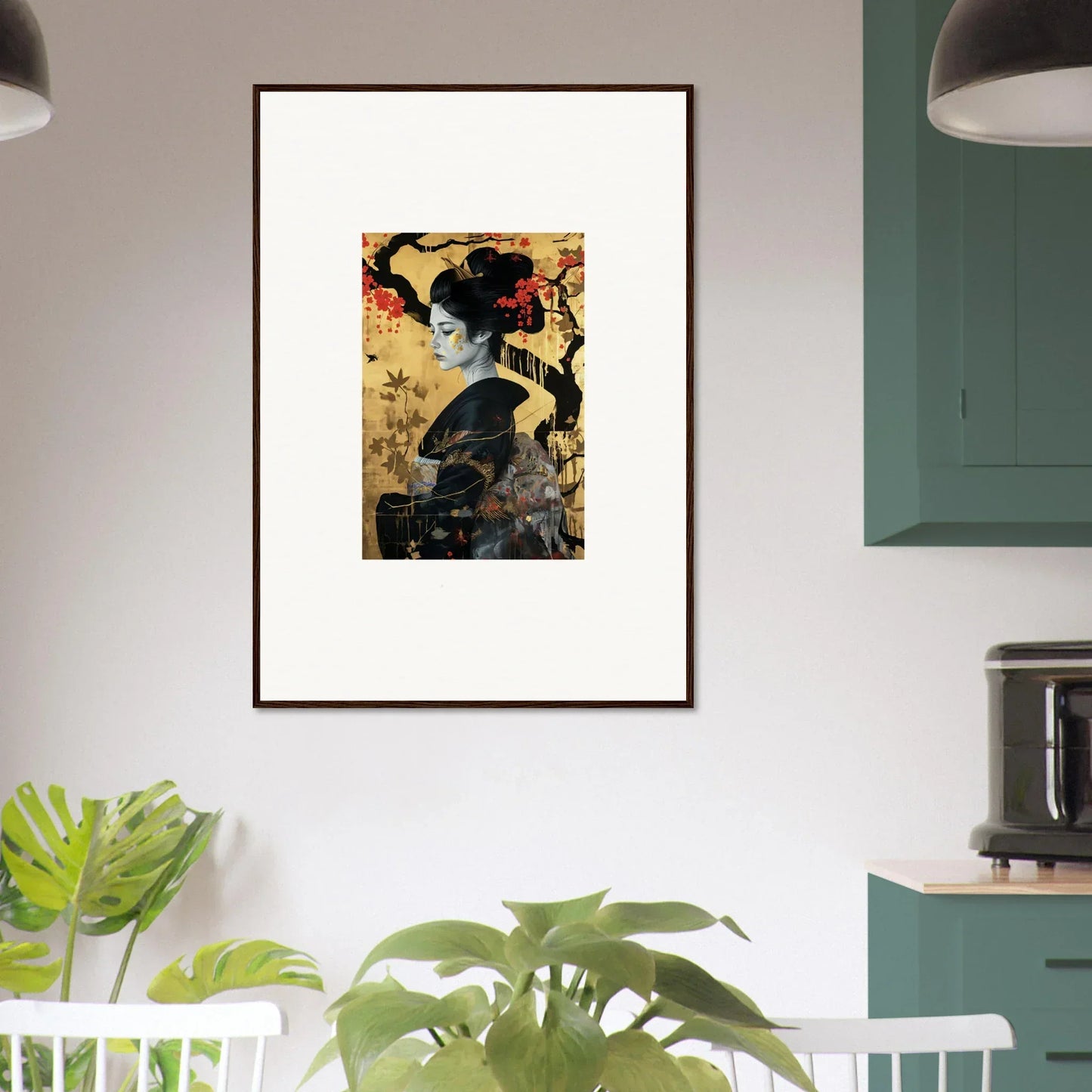 Framed wall art of a geisha in Gilded Cherry Dreams special edition art™ print