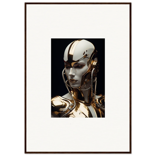 Futuristic Gilded Omniverse Muse robotic head for unique room decoration canvas print