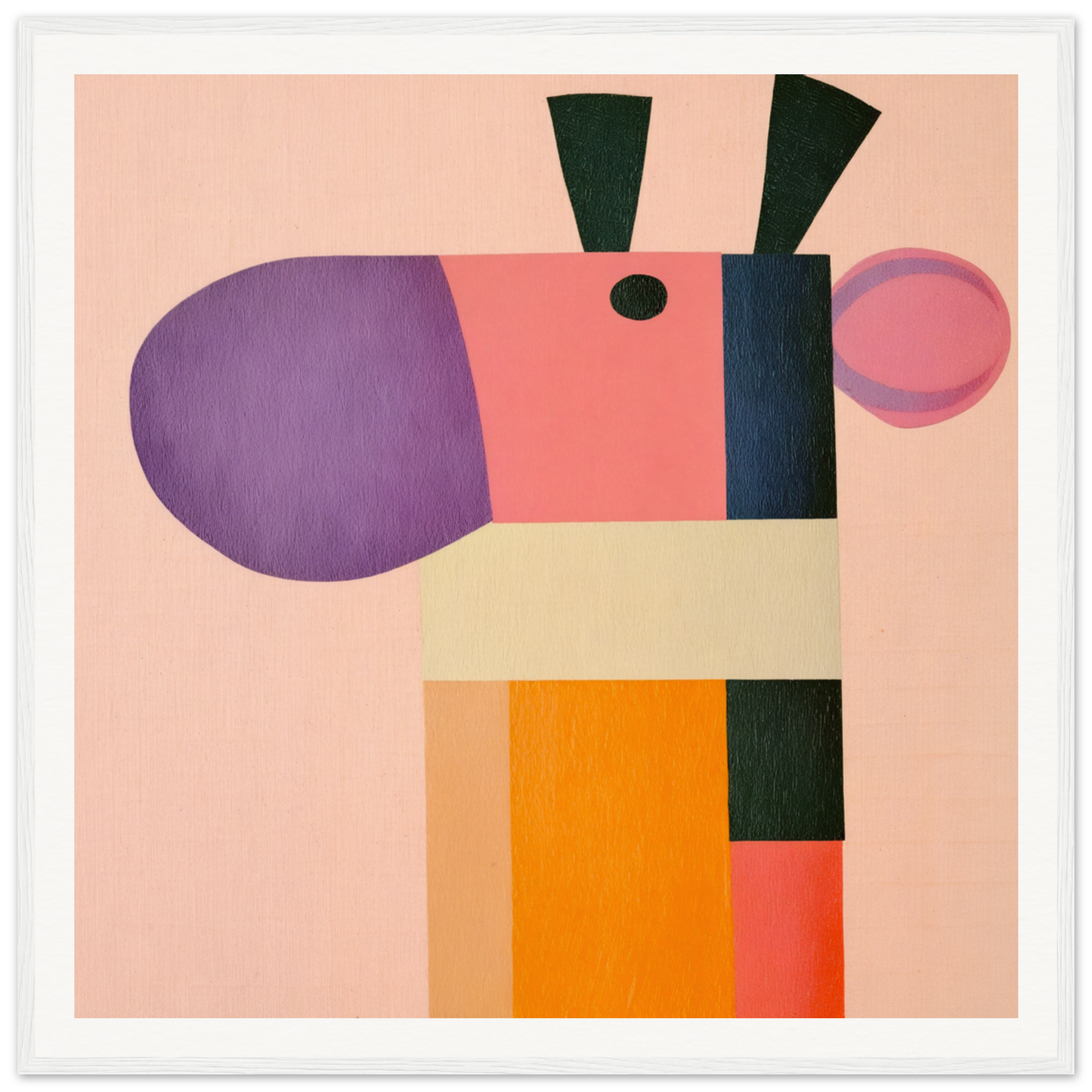Abstract geometric figure resembling a rabbit in Giraffe’s Geometric Reverie design