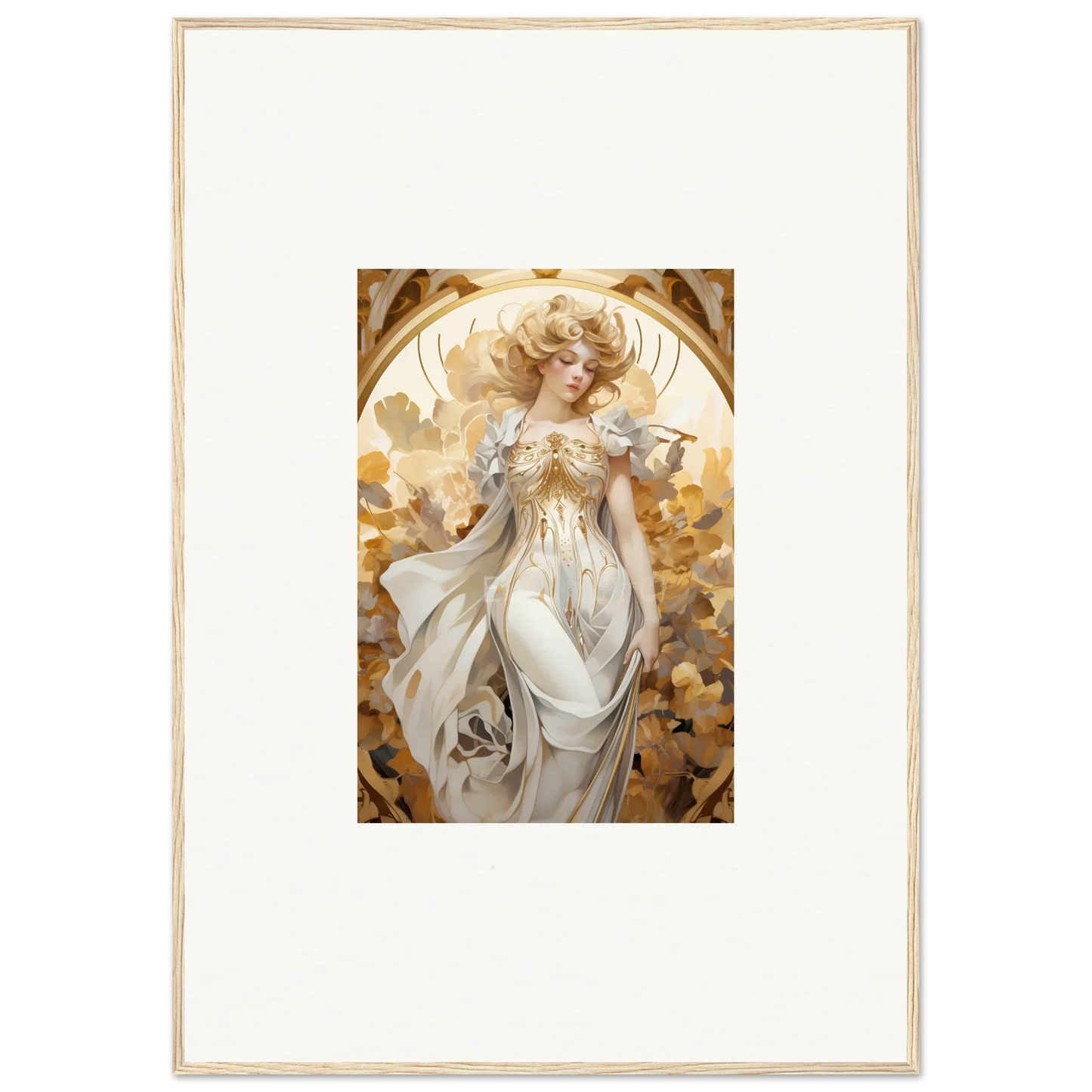 Framed wall art of an ethereal woman in white, perfect for wearing daydream room decor