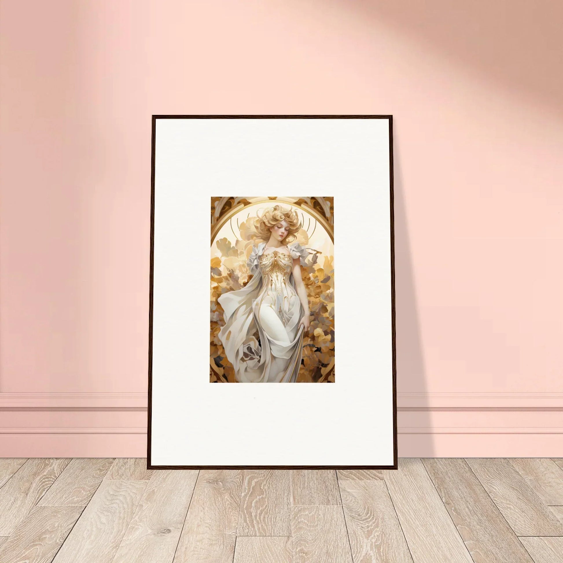 Framed wall art of an angelic figure wearing daydream, ideal for elegant room decor