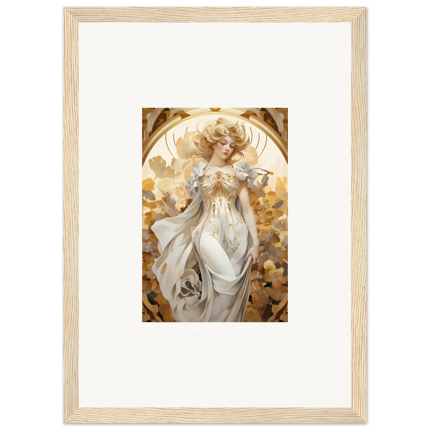 Framed wall art of an ethereal woman in white, perfect for wearing daydream room decor