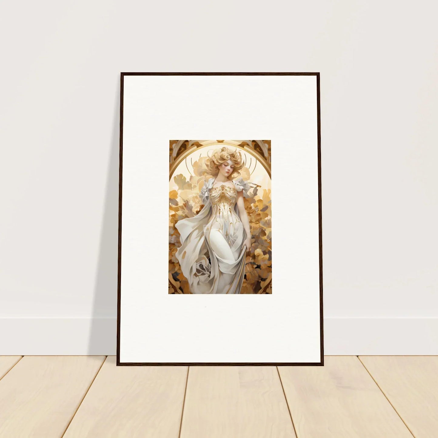 Framed wall art featuring an ethereal angelic figure for elegant room decor wearing daydream