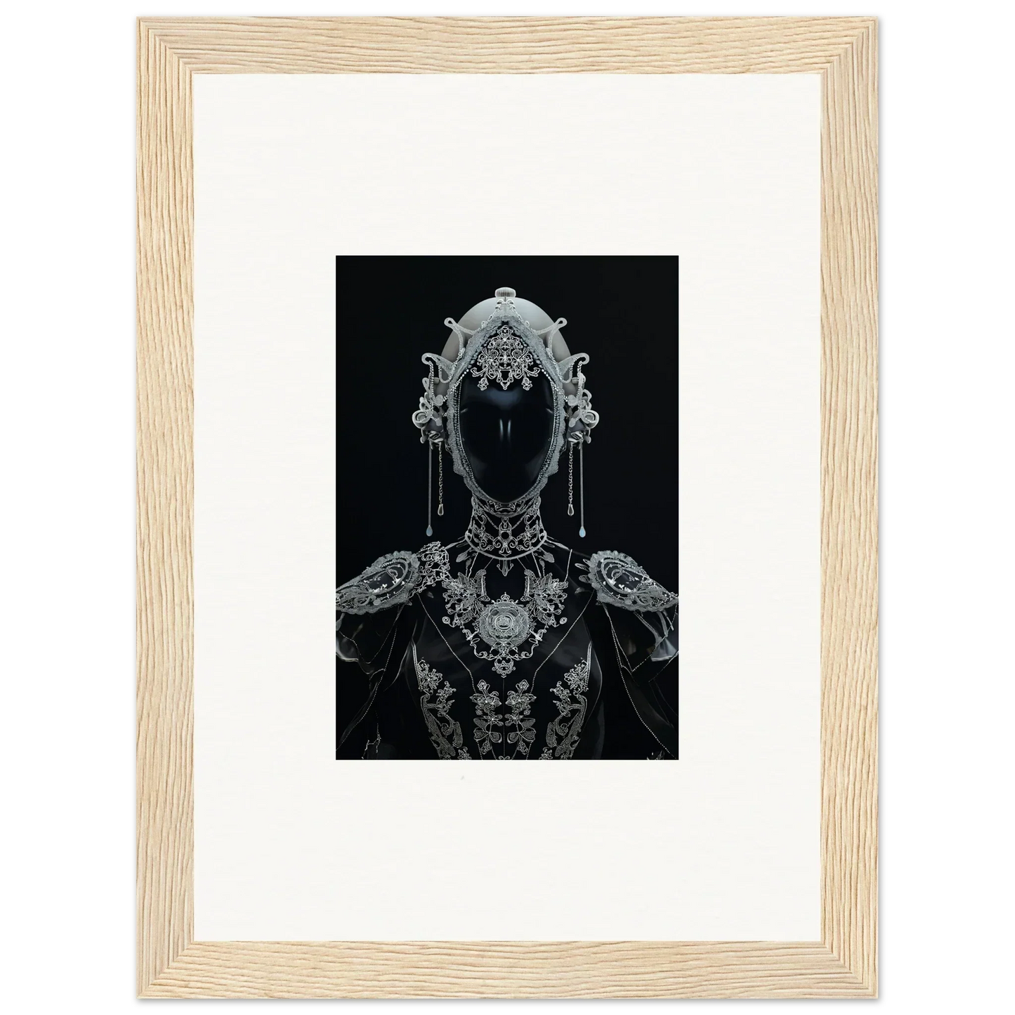 Ornate skeletal figure in metalwork and jewelry for a Gothic Nebulae Princess canvas print