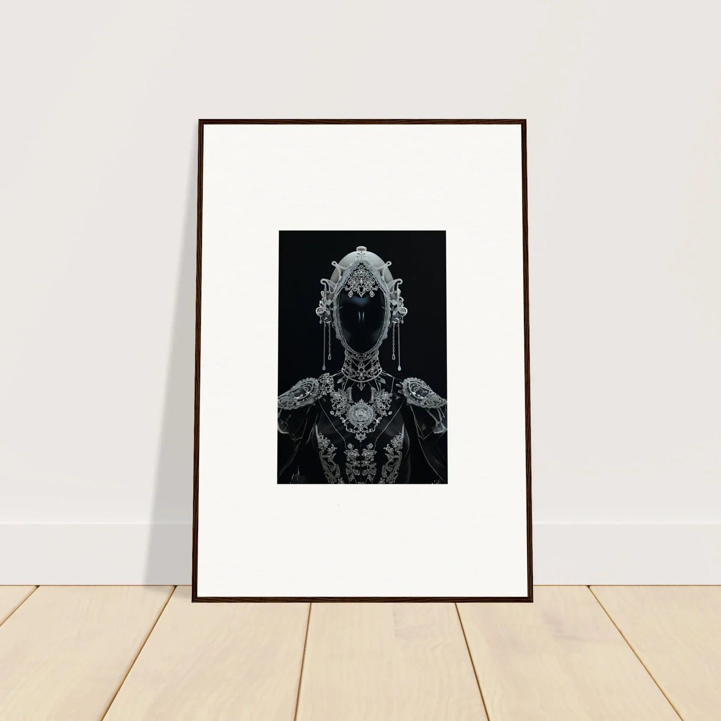 Framed black and white canvas print of a Nebulae Princess for stylish room decoration