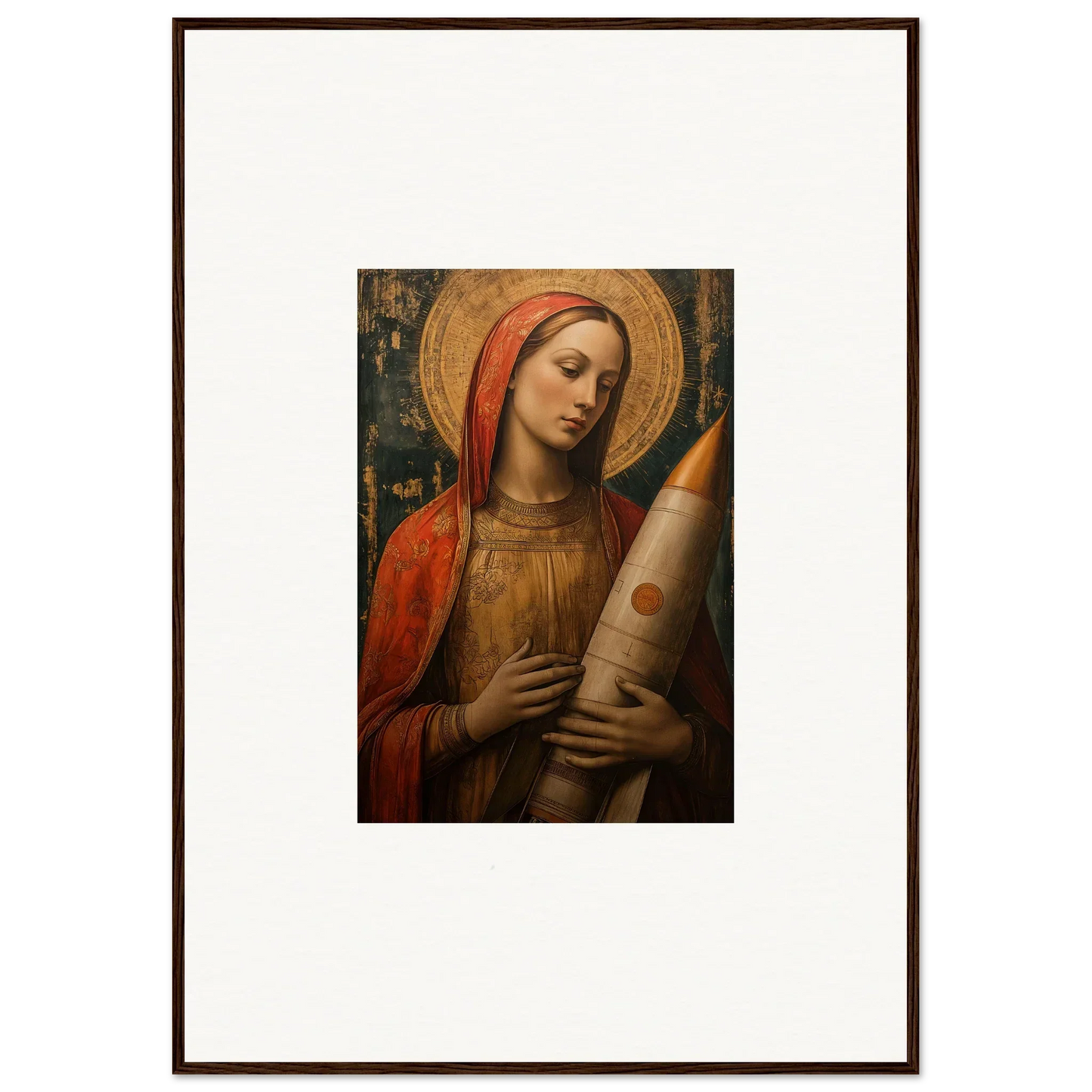Renaissance painting of a woman in red and gold for celestial cargo room decoration