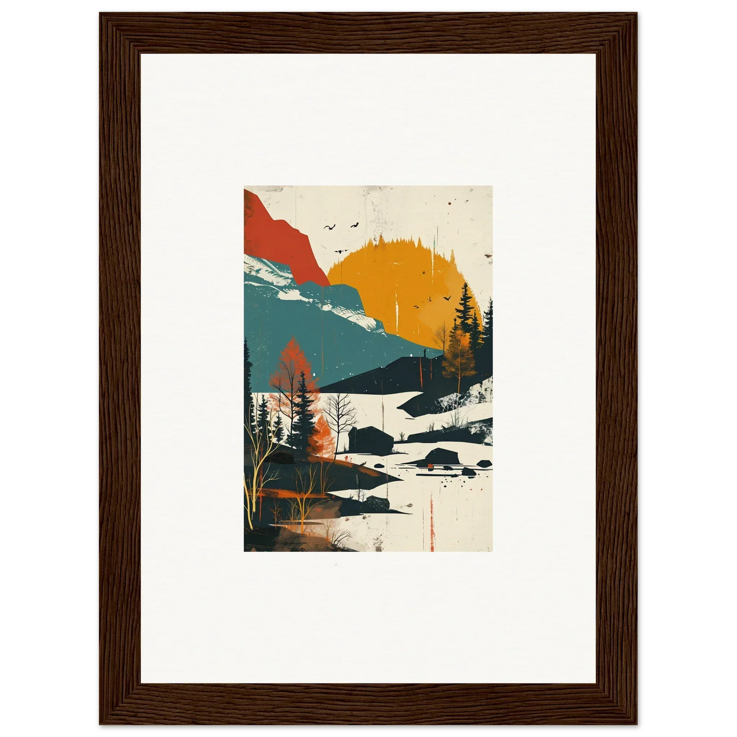 Framed canvas print of Trembling Skylines mountain sunset for cool room decoration
