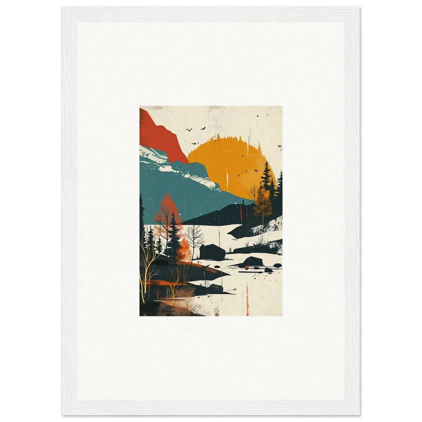 Stylized mountain sunset canvas print for room decoration with Trembling Skylines vibe