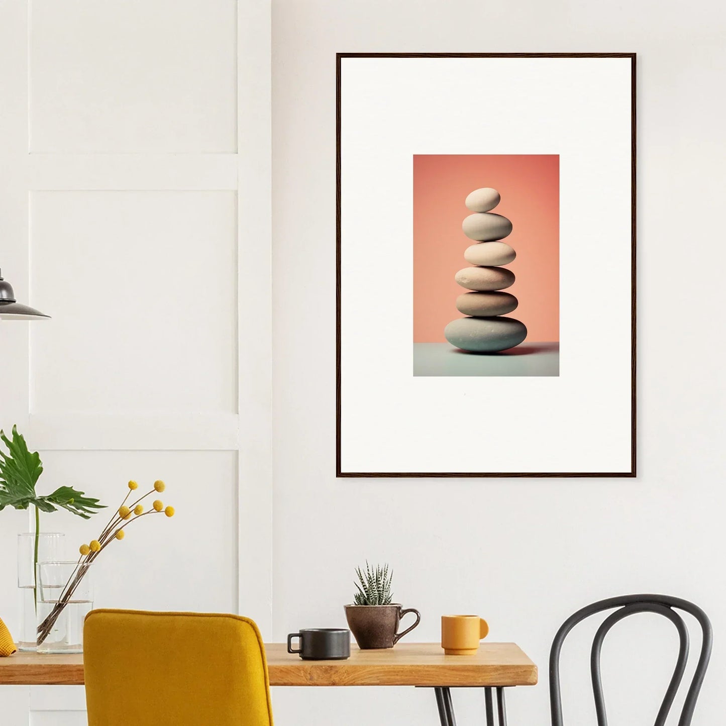 Balanced smooth stones on coral backdrop for Harmony Fragments special edition art