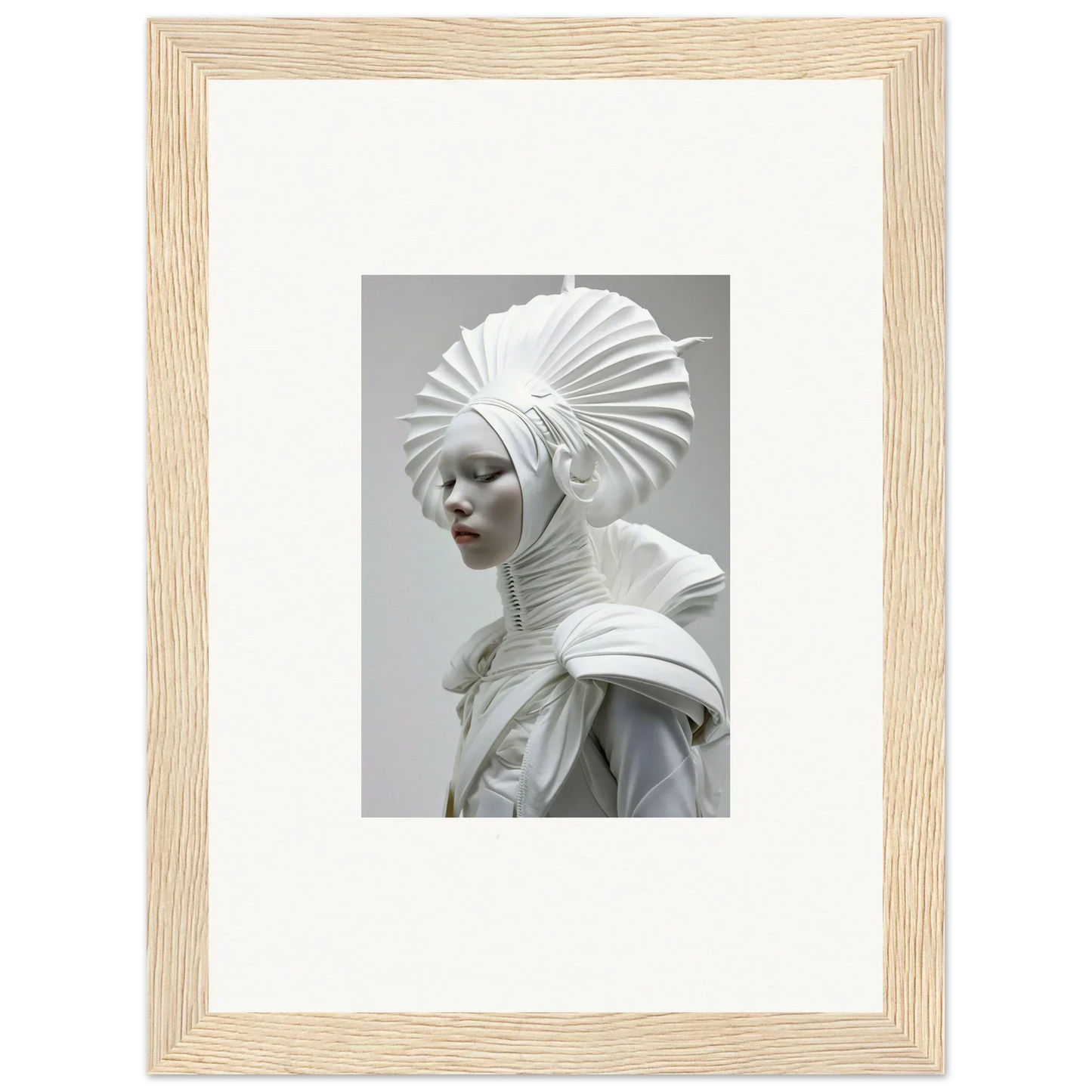 Sculpture of a figure with ivory halos headdress, perfect for room decor or framed wall art