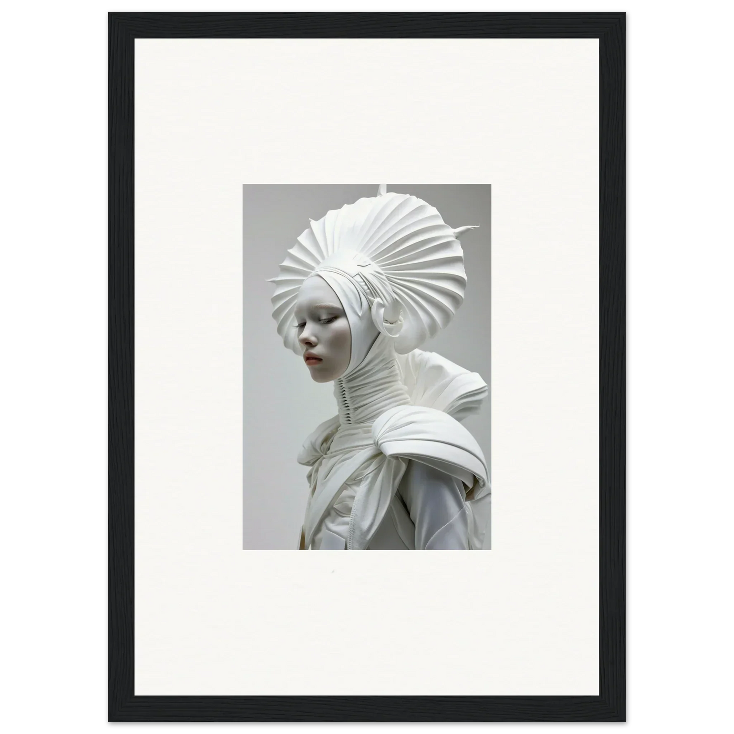 Sculptural portrait of Headpiece Ivory Halos as framed wall art for elegant room decor
