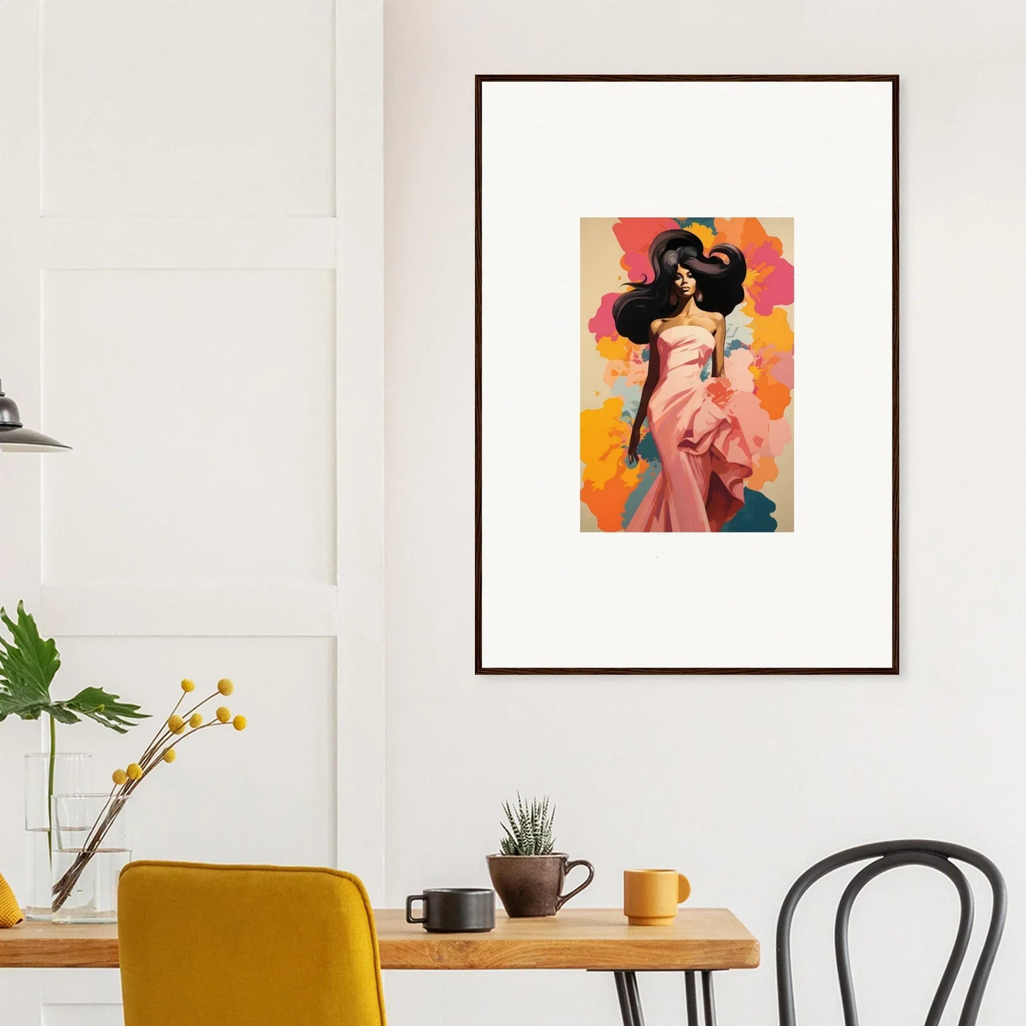 Framed artwork of a figure in a pink dress, Heart’s Canvas Eclipsenal Halo