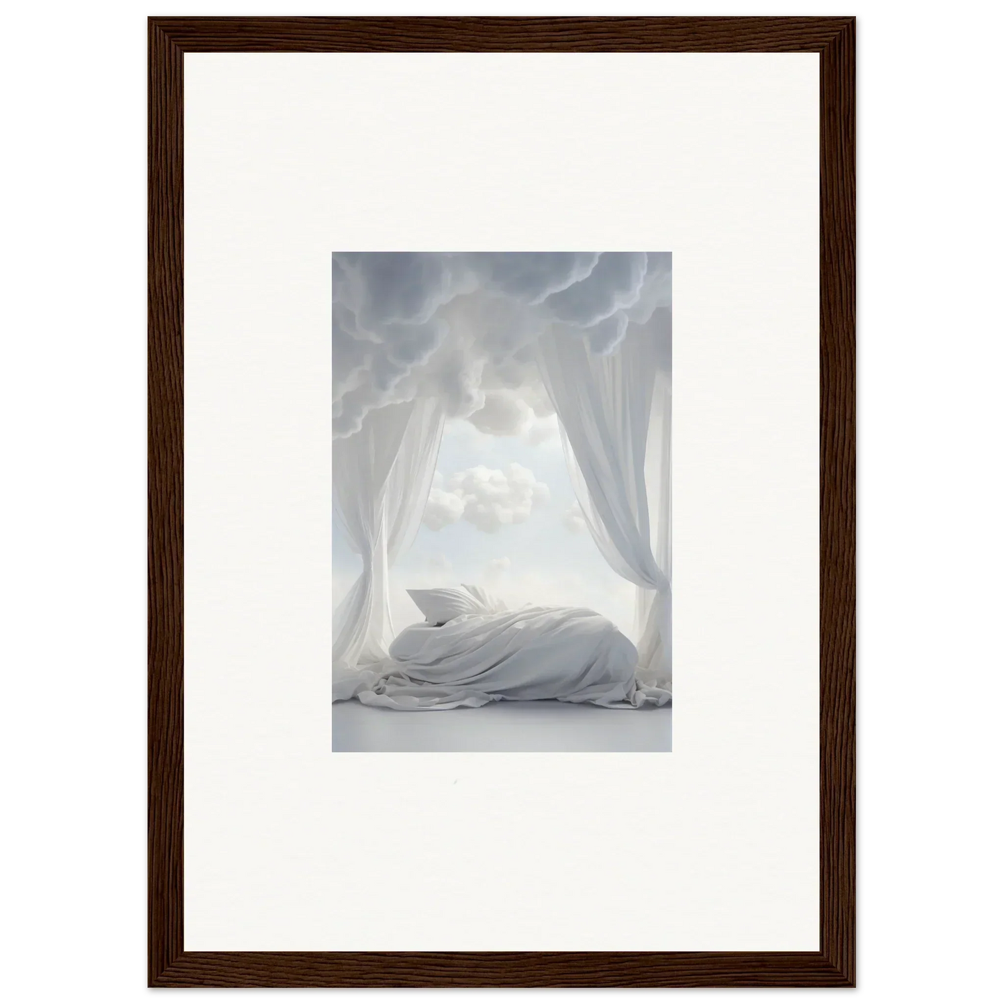 Sleeping white cat on soft surface, perfect for room decoration and Heavenly Acres Whisper canvas print