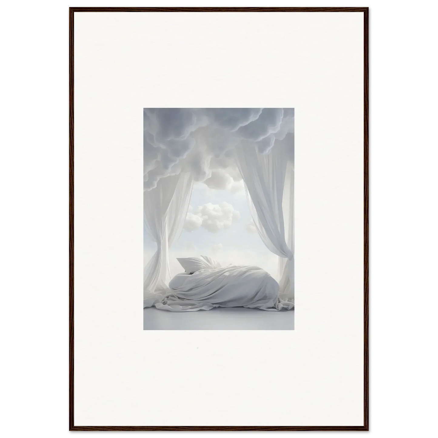 Framed canvas print of a dreamy bedroom scene for perfect room decoration in Acres Whisper