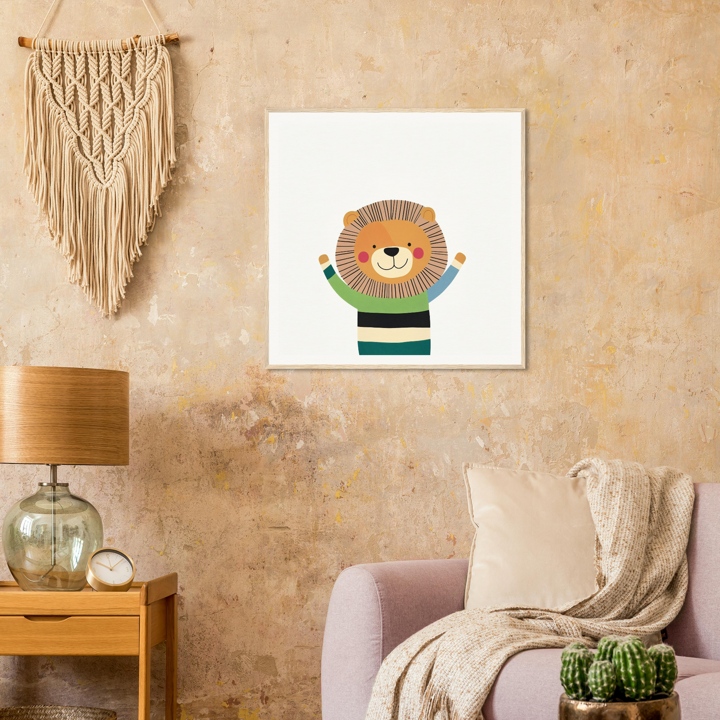 Cute cartoon lion in green striped shirt from Hipcat Lion Laughter special edition
