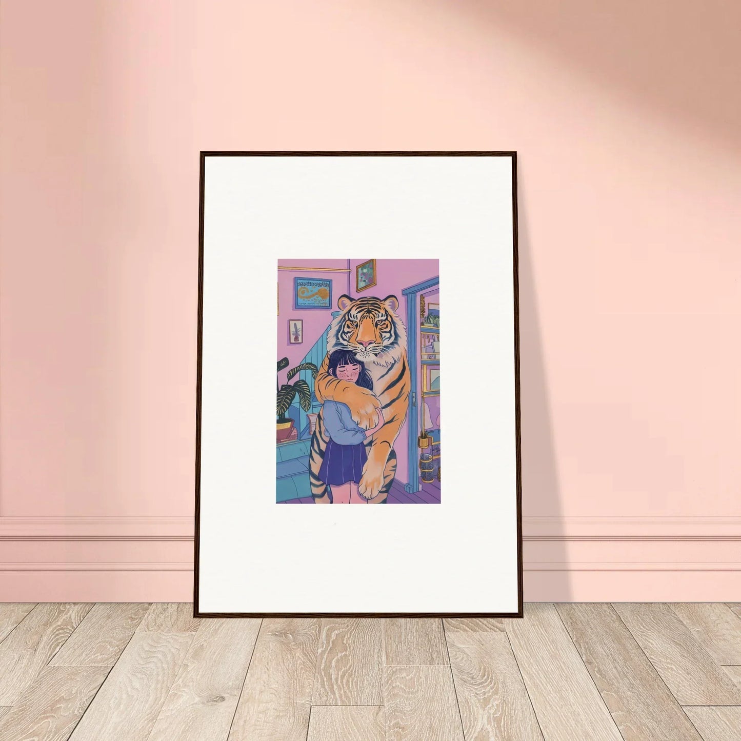 Framed canvas print of a tiger, perfect for room decoration in a spirit embrace vibe