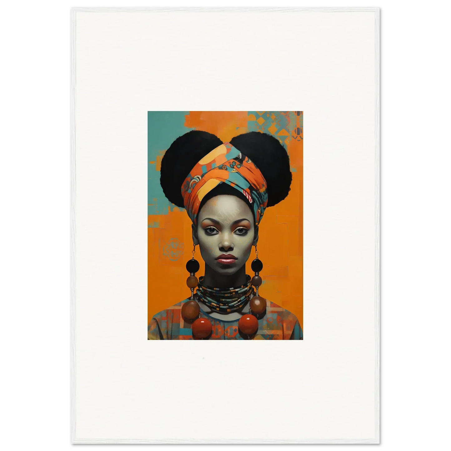 Vibrant portrait in Hues Dreamkeeper Sagrado with colorful headwrap and bold jewelry