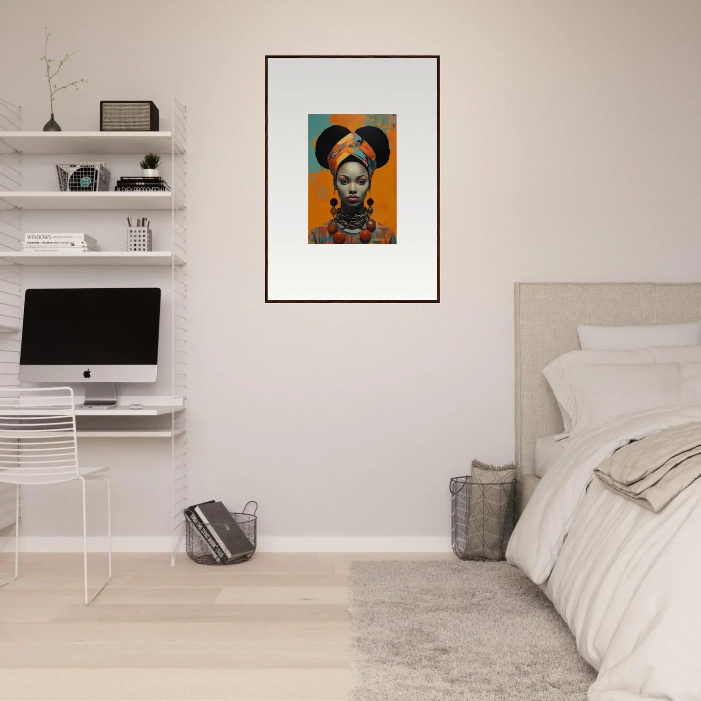 Framed wall art of Hues Dreamkeeper Sagrado on vibrant orange for a stylish touch