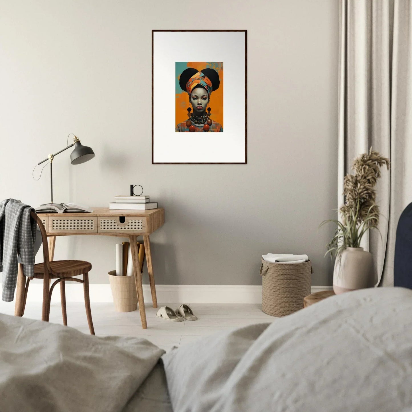 Framed wall art from Hues Dreamkeeper Sagrado with vibrant orange background