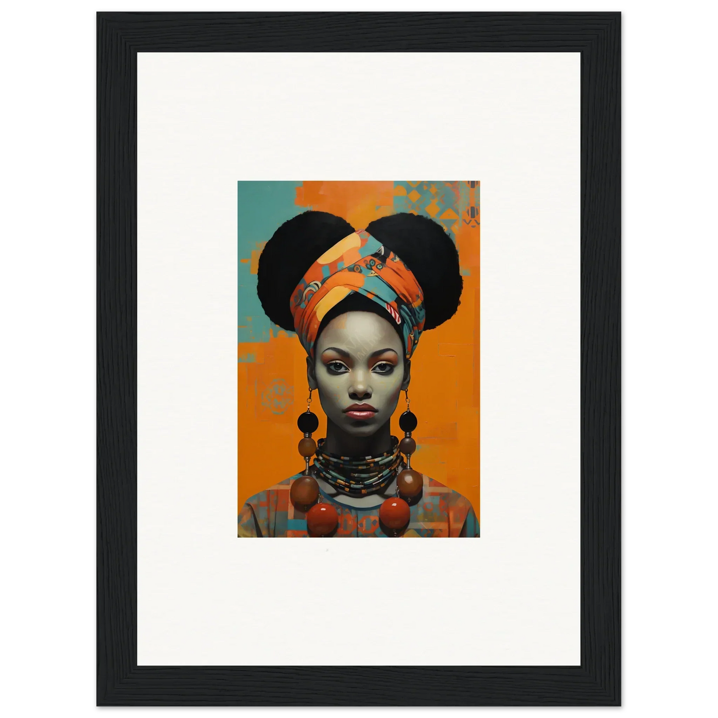 Framed wall art of Hues Dreamkeeper Sagrado with vibrant African-inspired fashion