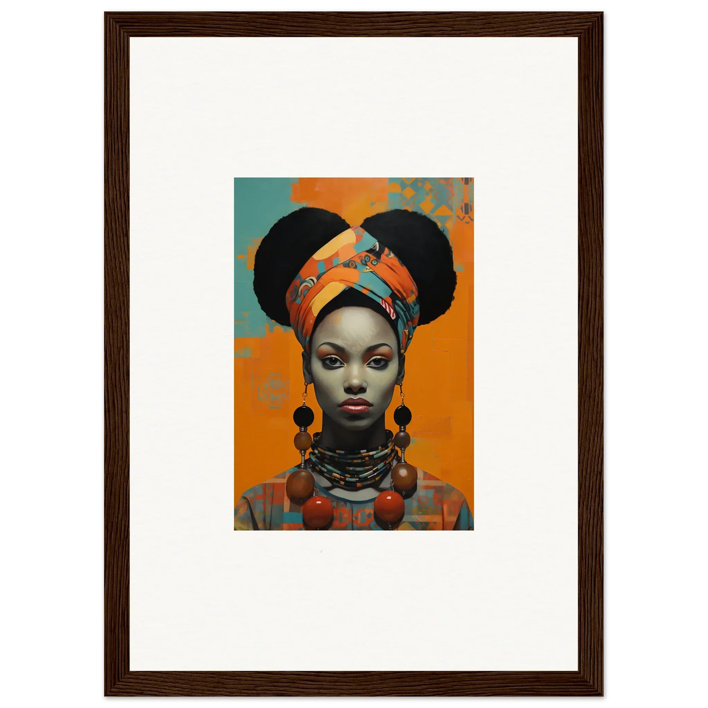 Framed wall art of a woman in traditional attire for Hues Dreamkeeper Sagrado