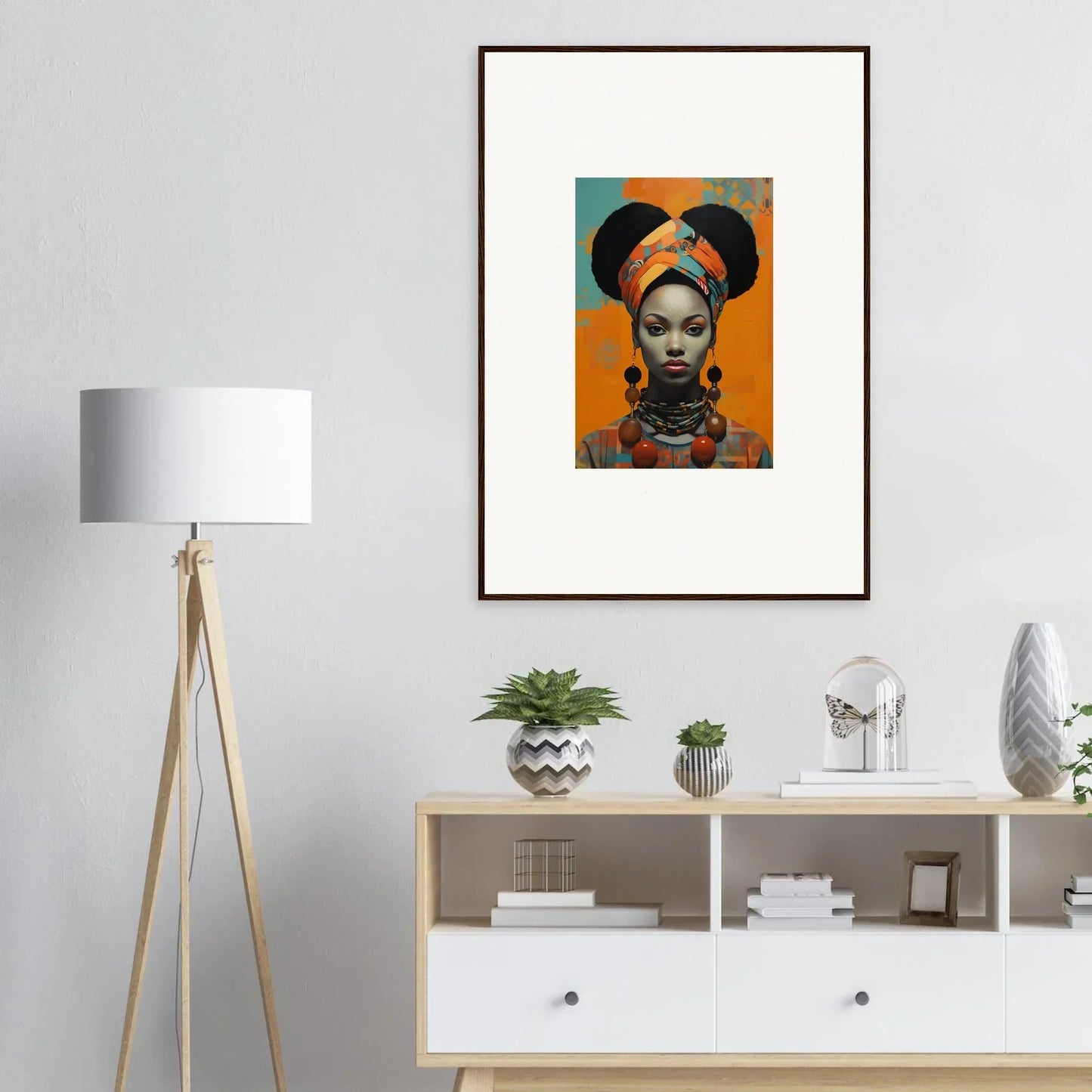 Framed wall art of Hues Dreamkeeper Sagrado showcasing African-inspired fashion