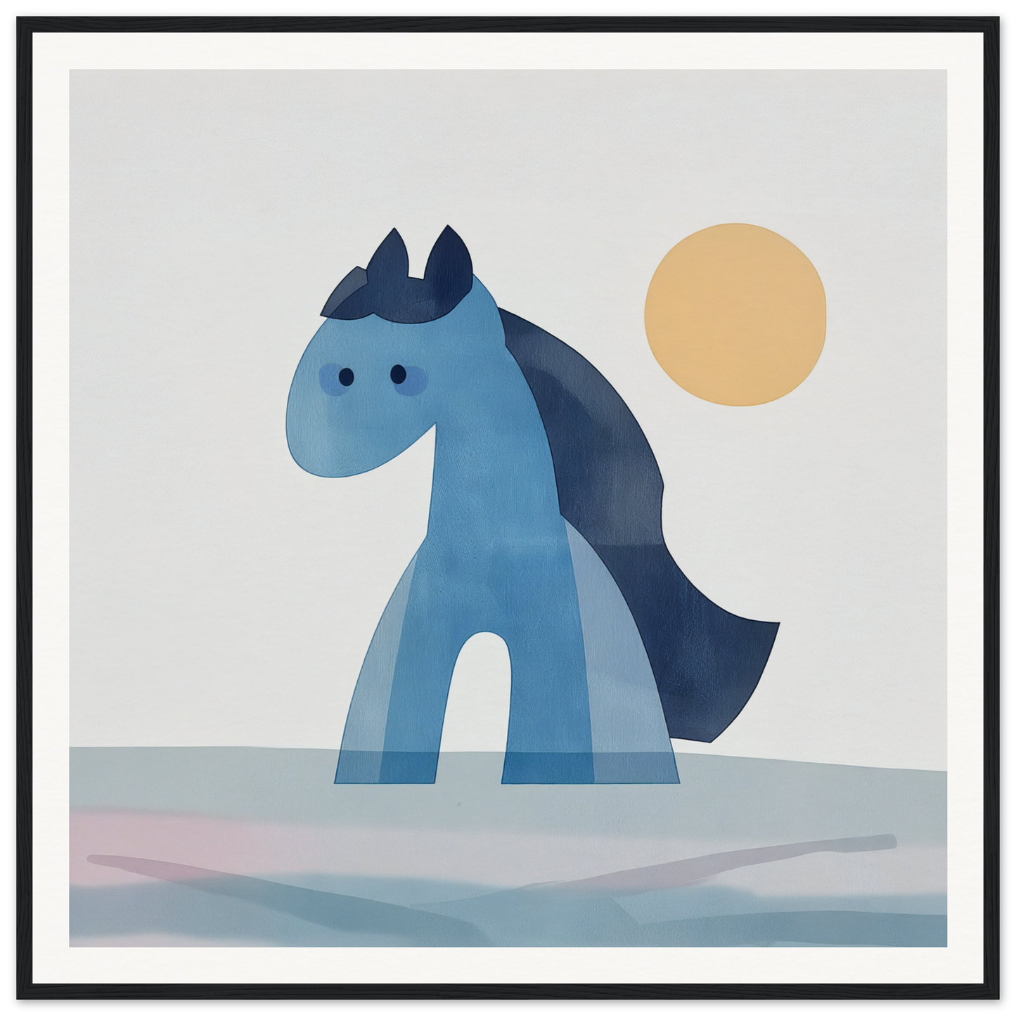 Blue cartoon horse with dark mane featured in Hues Trot Souls product
