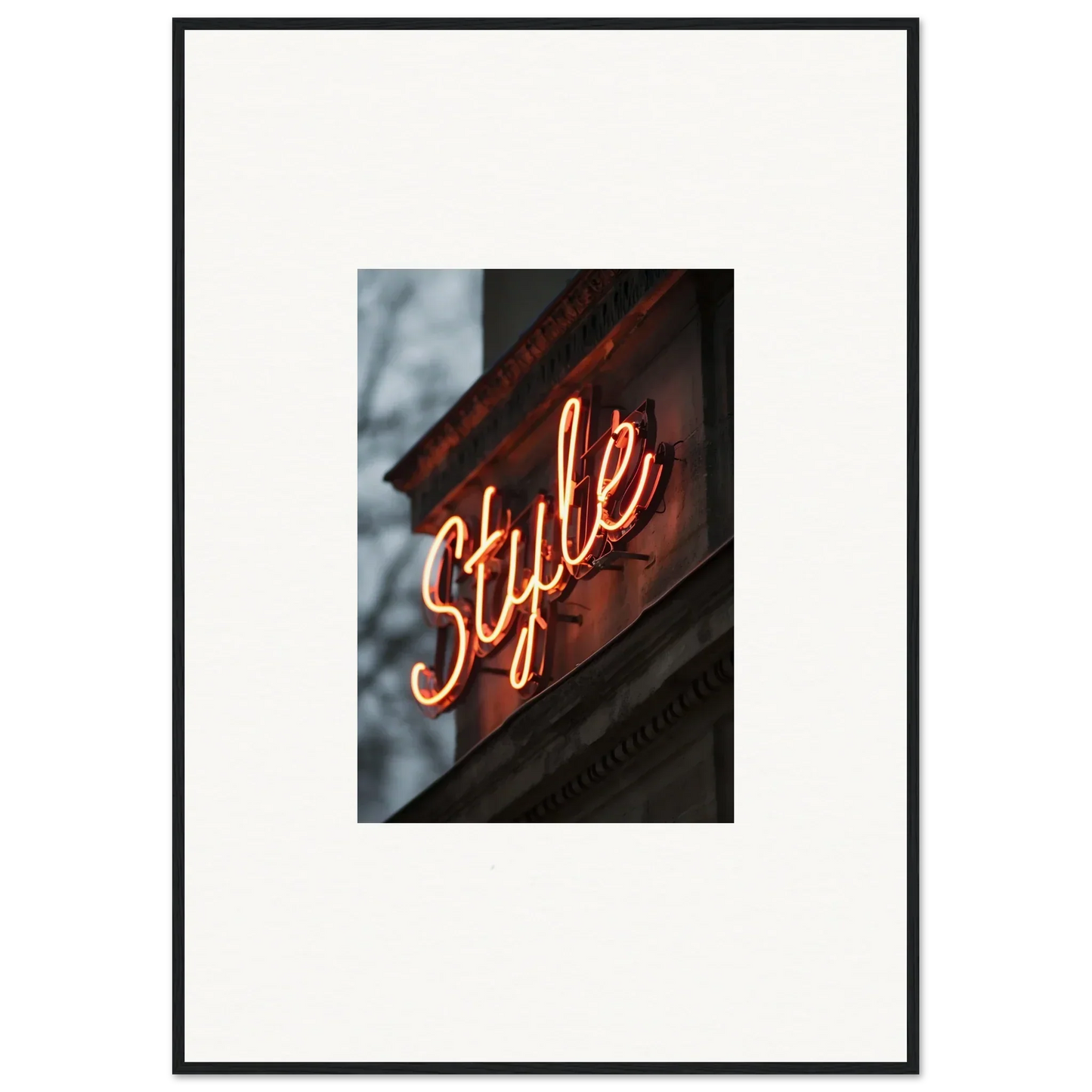 Neon sign saying Style for stylish room decoration in Illusion Luminist’s Echo wall art