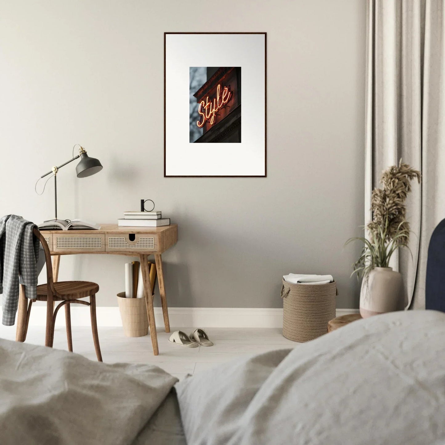 Framed wall art of neon Style sign, perfect for chic room decoration or canvas print