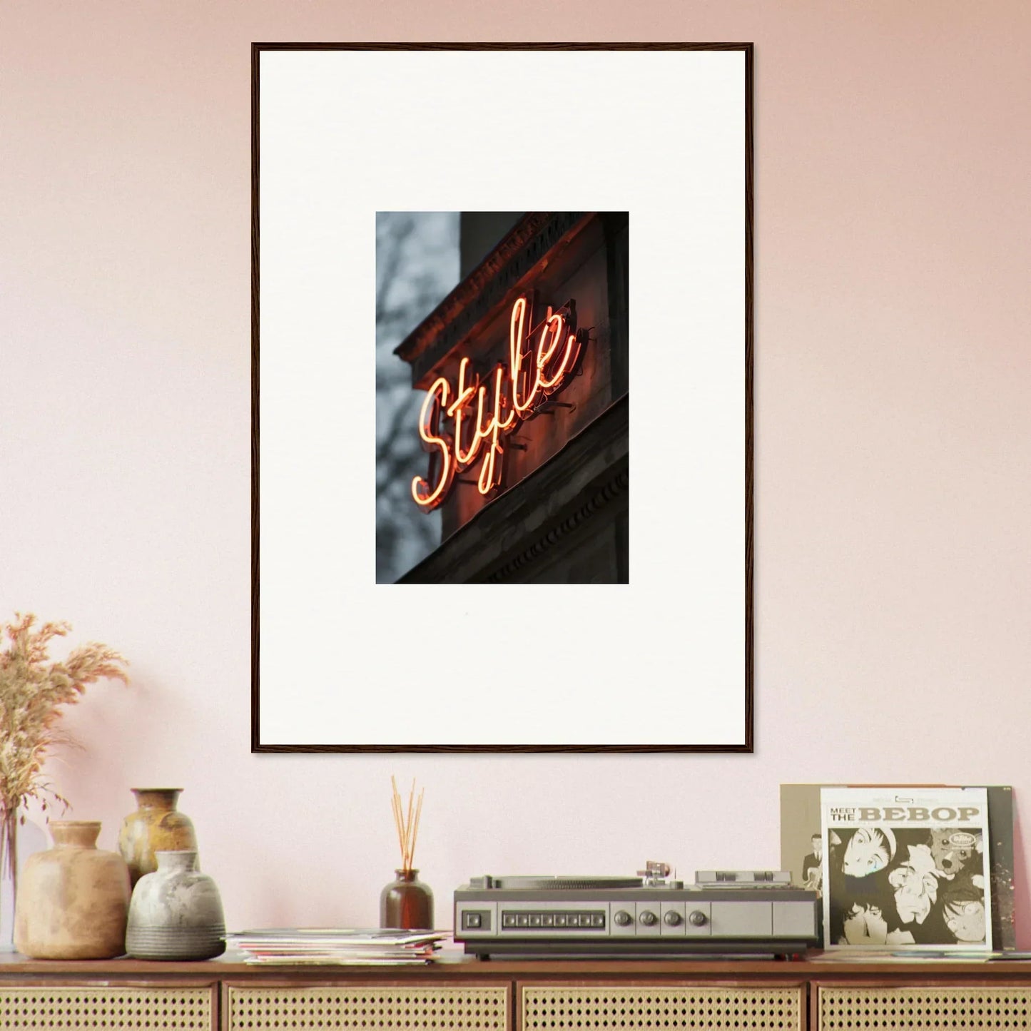 Framed neon Style sign for trendy room decoration in Illusion Luminist’s Echo
