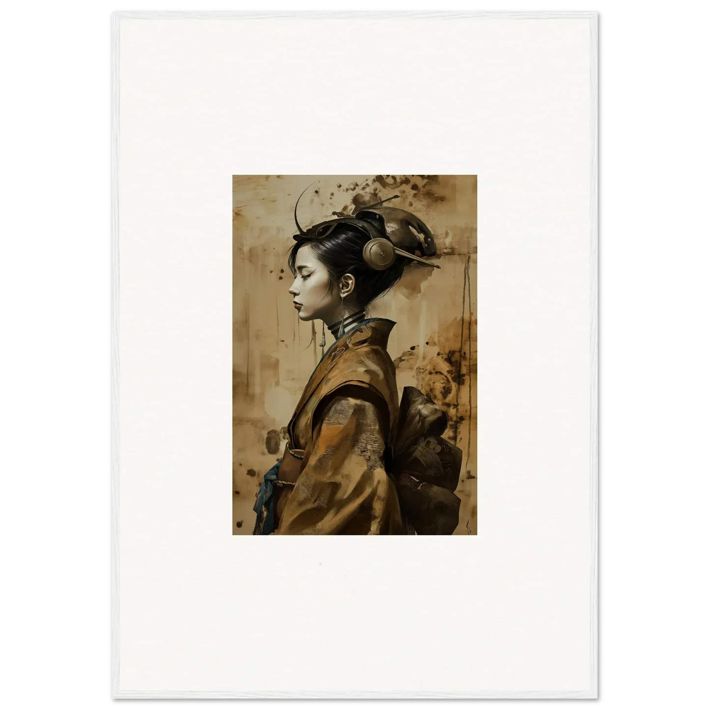 Portrait of a woman in traditional East Asian attire for Geisha Shadowed canvas print