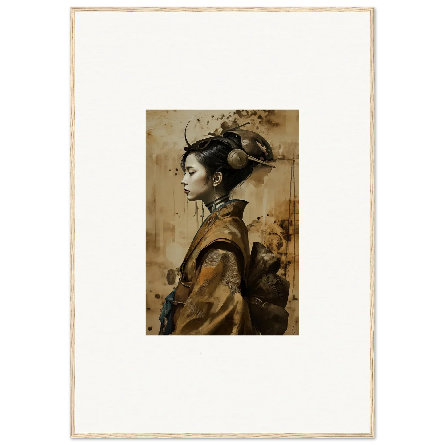Portrait of a woman in traditional East Asian attire for Geisha Shadowed canvas print