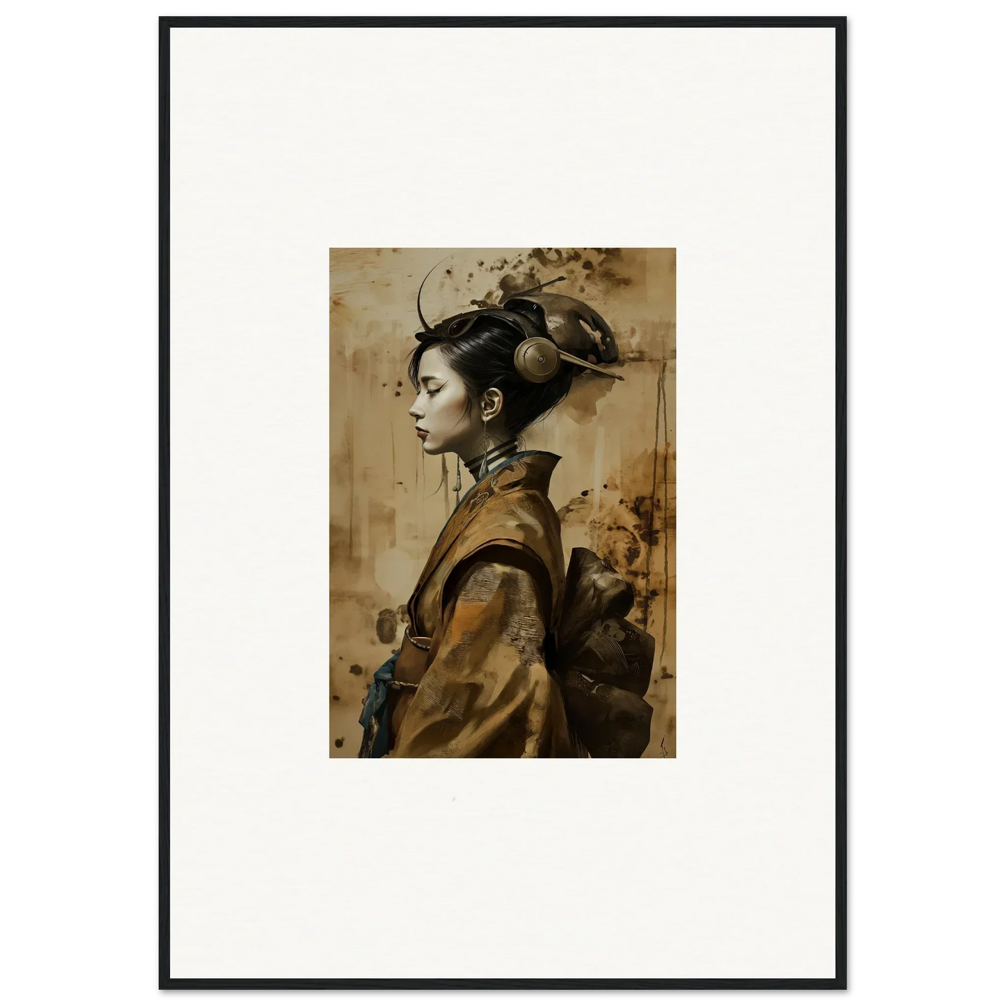 Framed portrait of a woman in traditional attire for stylish room decoration