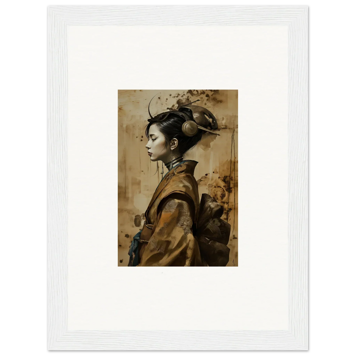 Portrait of a woman in East Asian attire, perfect for a Geisha Shadowed canvas print