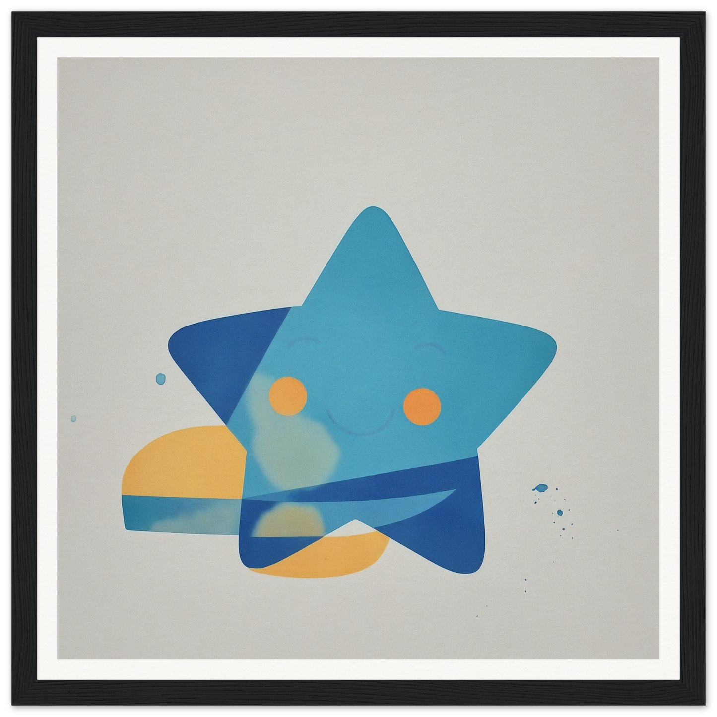 Blue star shape with overlapping orange circles in Joyful Starburst Whimsy design
