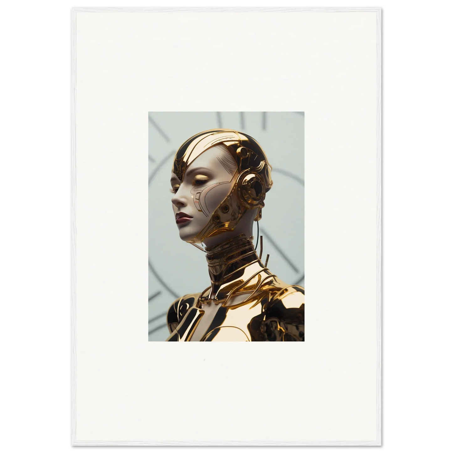 Futuristic golden robot head for cool Maiden Glows room decoration canvas print