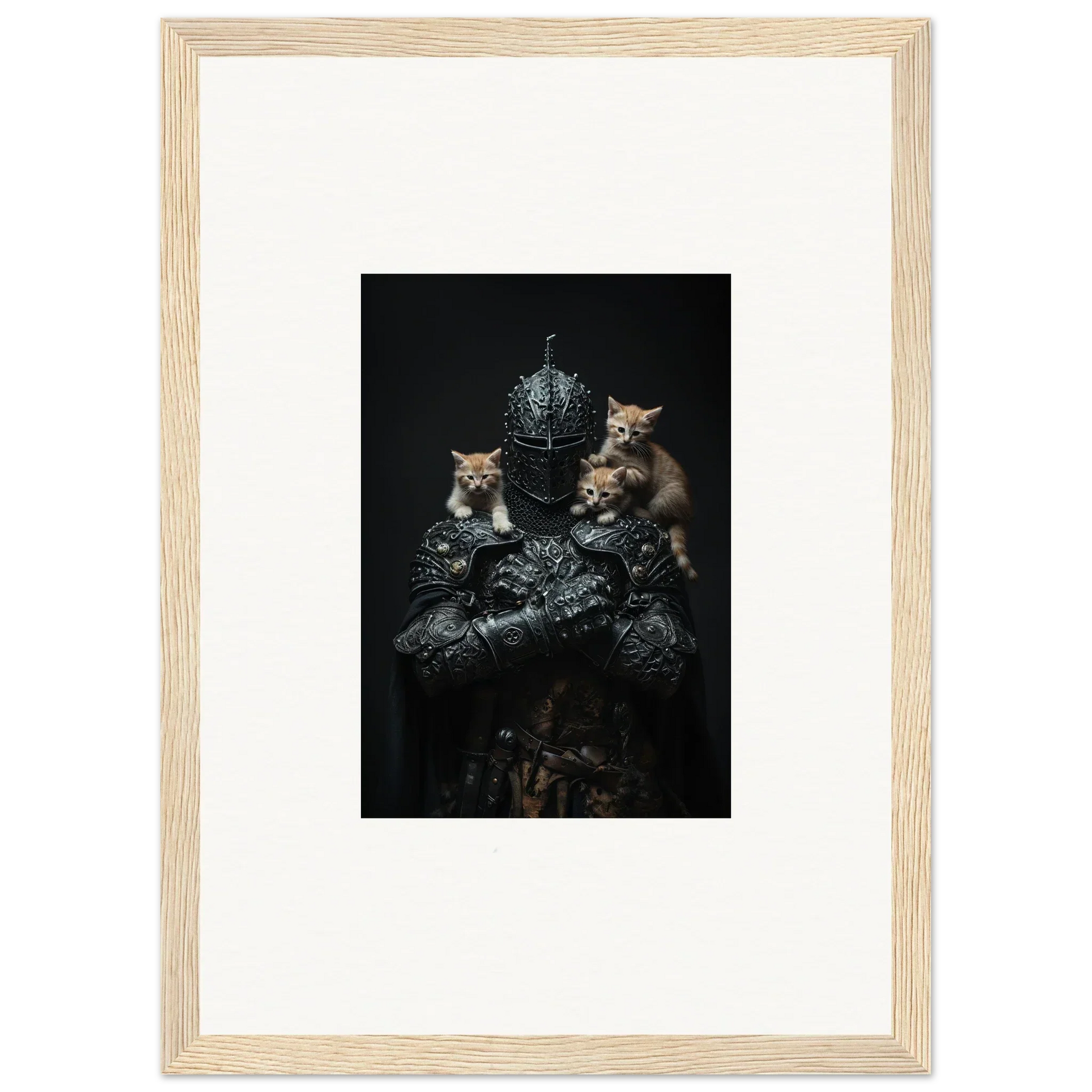 Framed wall art of kittens with metallic decor, perfect for your Siege Enigma room decor