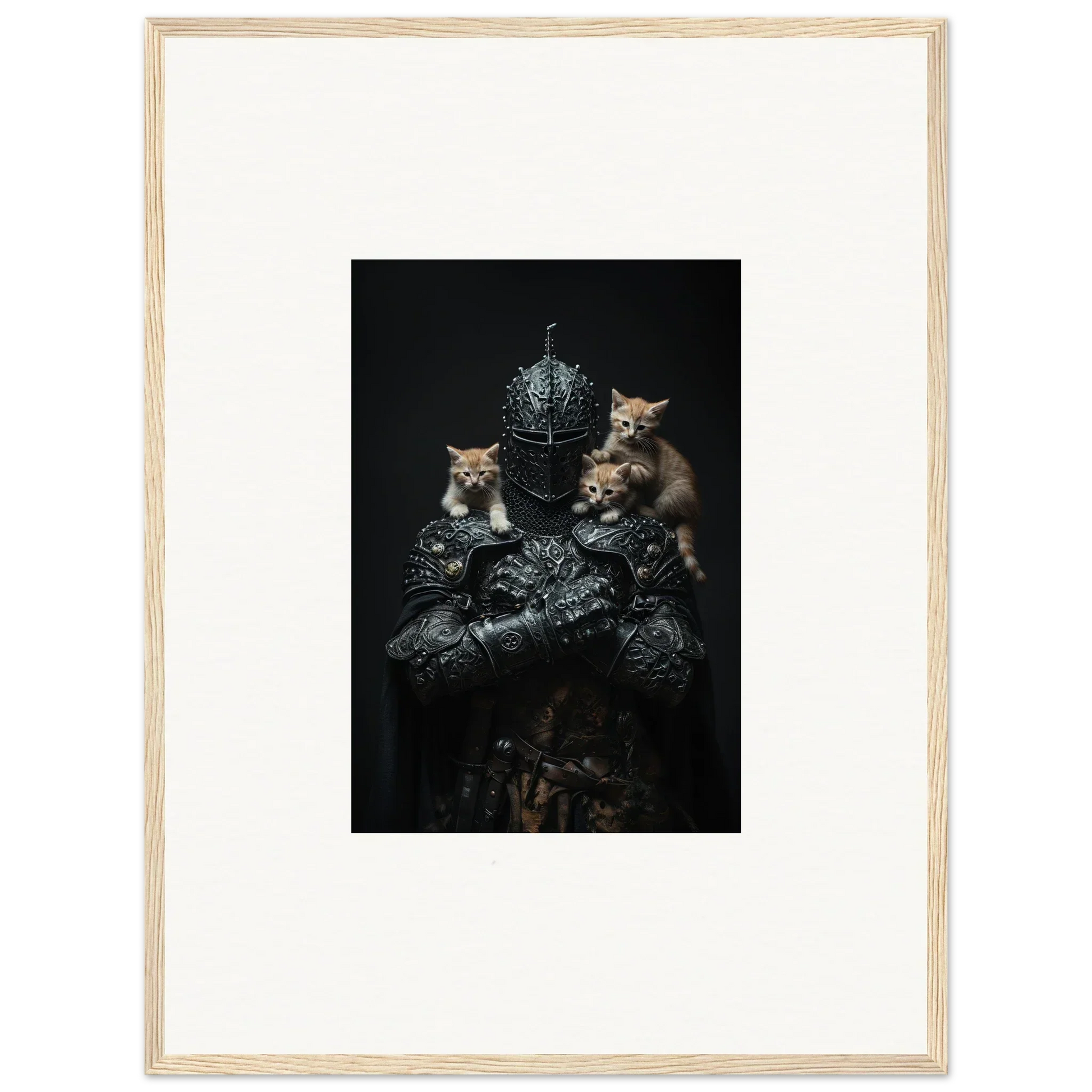 Framed wall art of three kittens with a disco ball, perfect for unique room decor