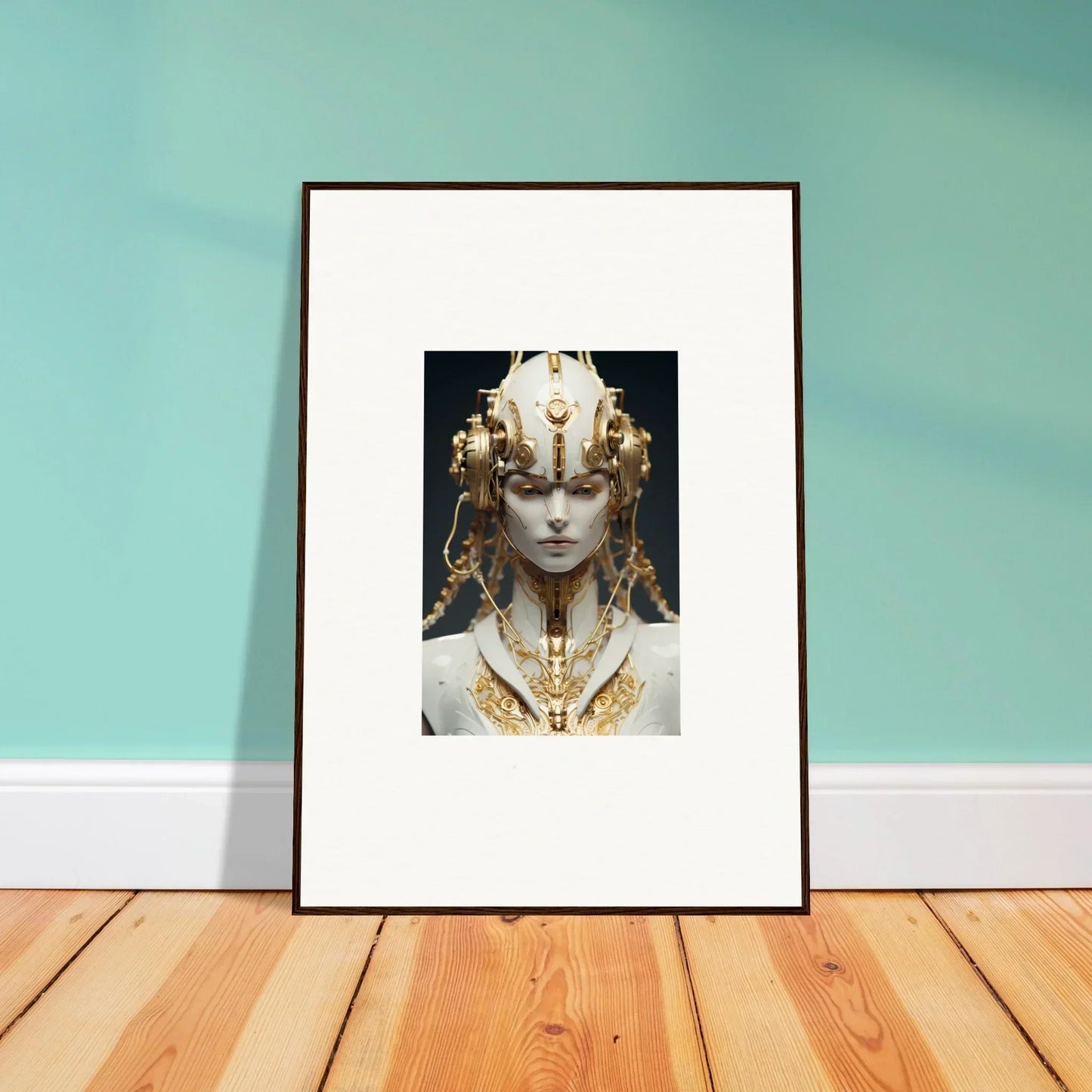 Ornate golden headdress canvas print, perfect for room decoration and flux radiance vibes