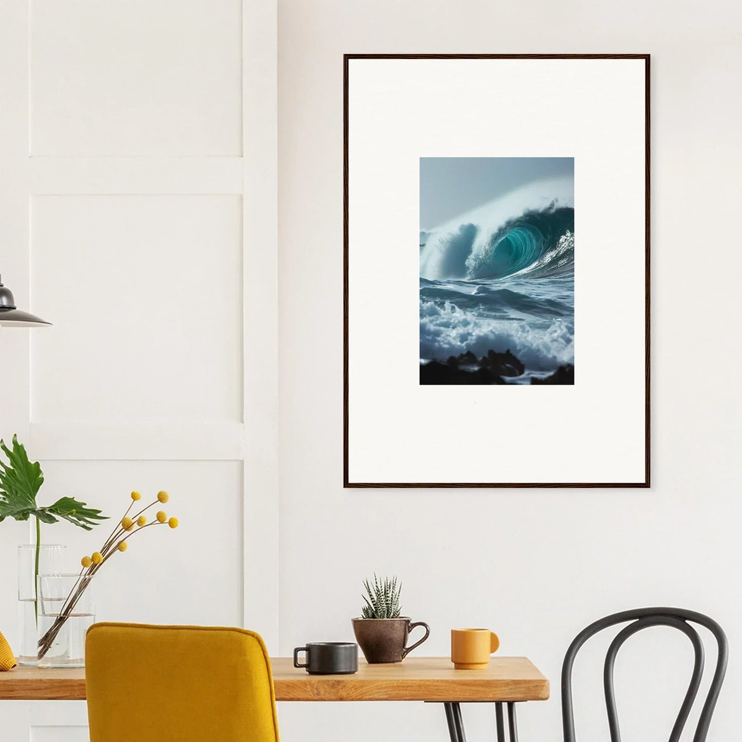 Framed photo of a turquoise ocean wave from the special edition Liquified Temporal Lumens