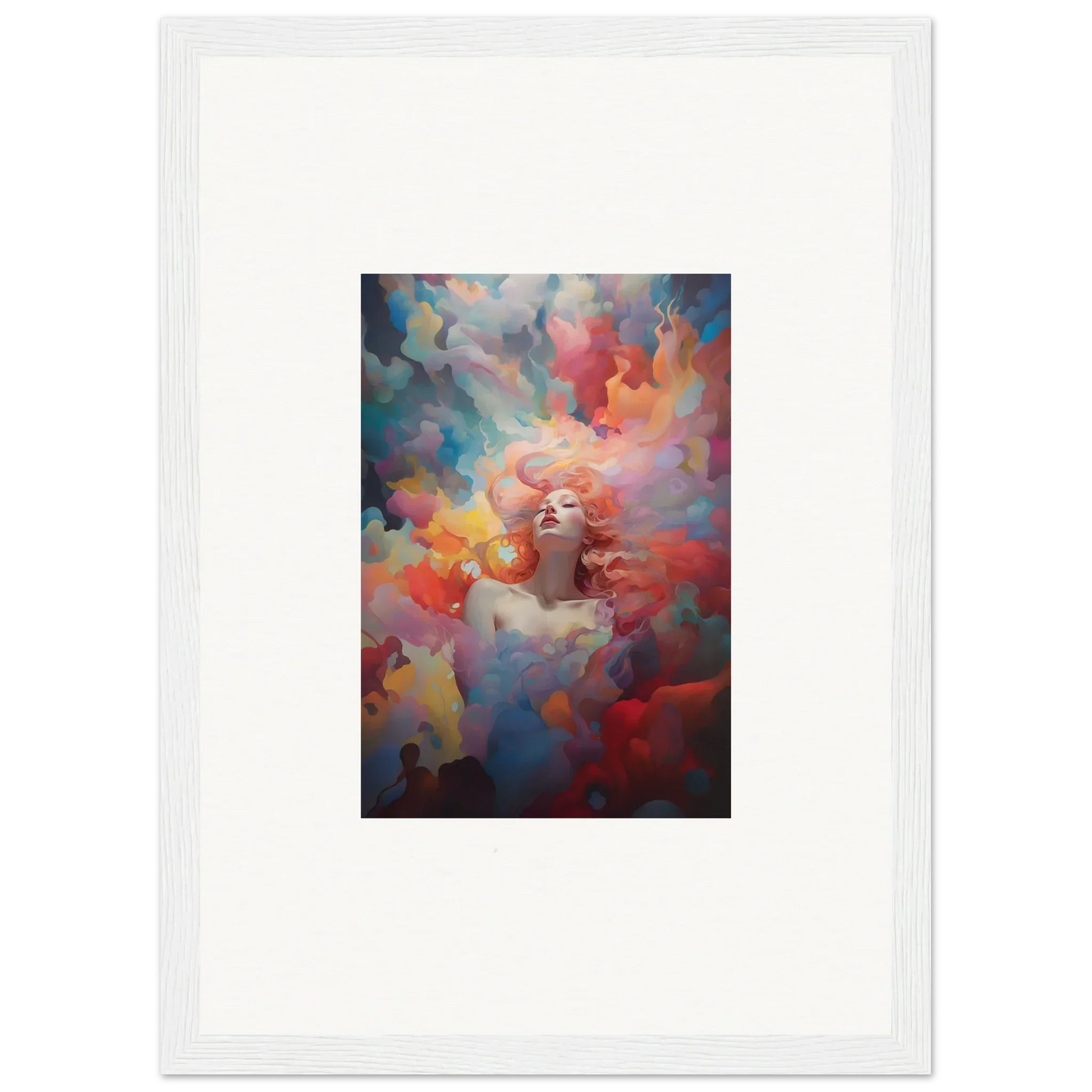 Colorful abstract canvas print with a figure in vibrant hues for unique room decoration