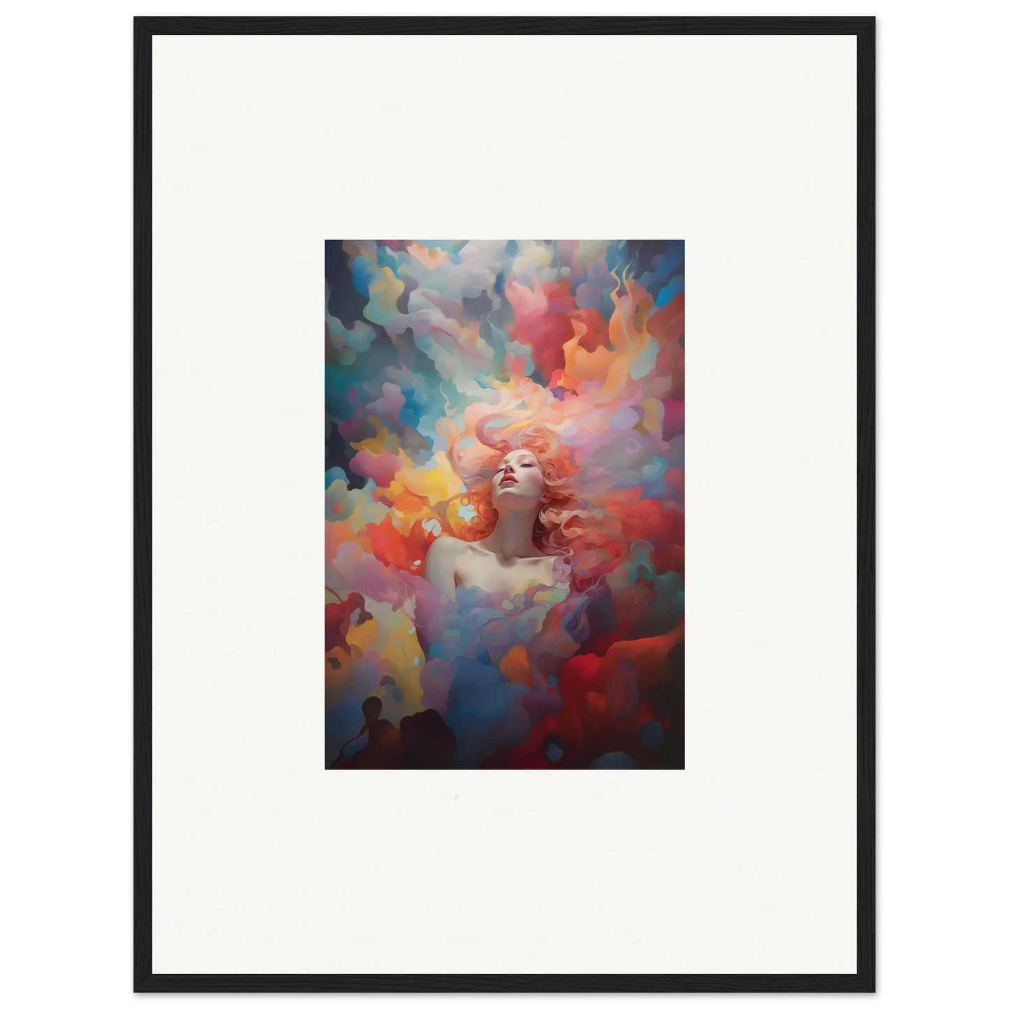 Colorful abstract painting of a woman’s face, perfect for room decoration or wall art