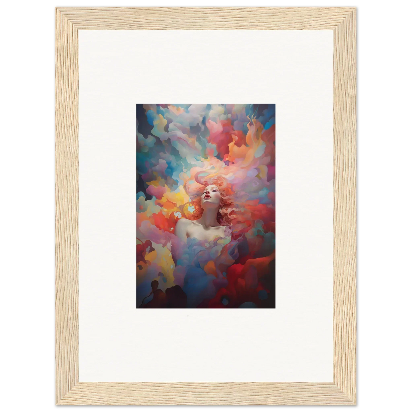 Vibrant abstract canvas print wall art with swirling colors and a central figure for room decoration