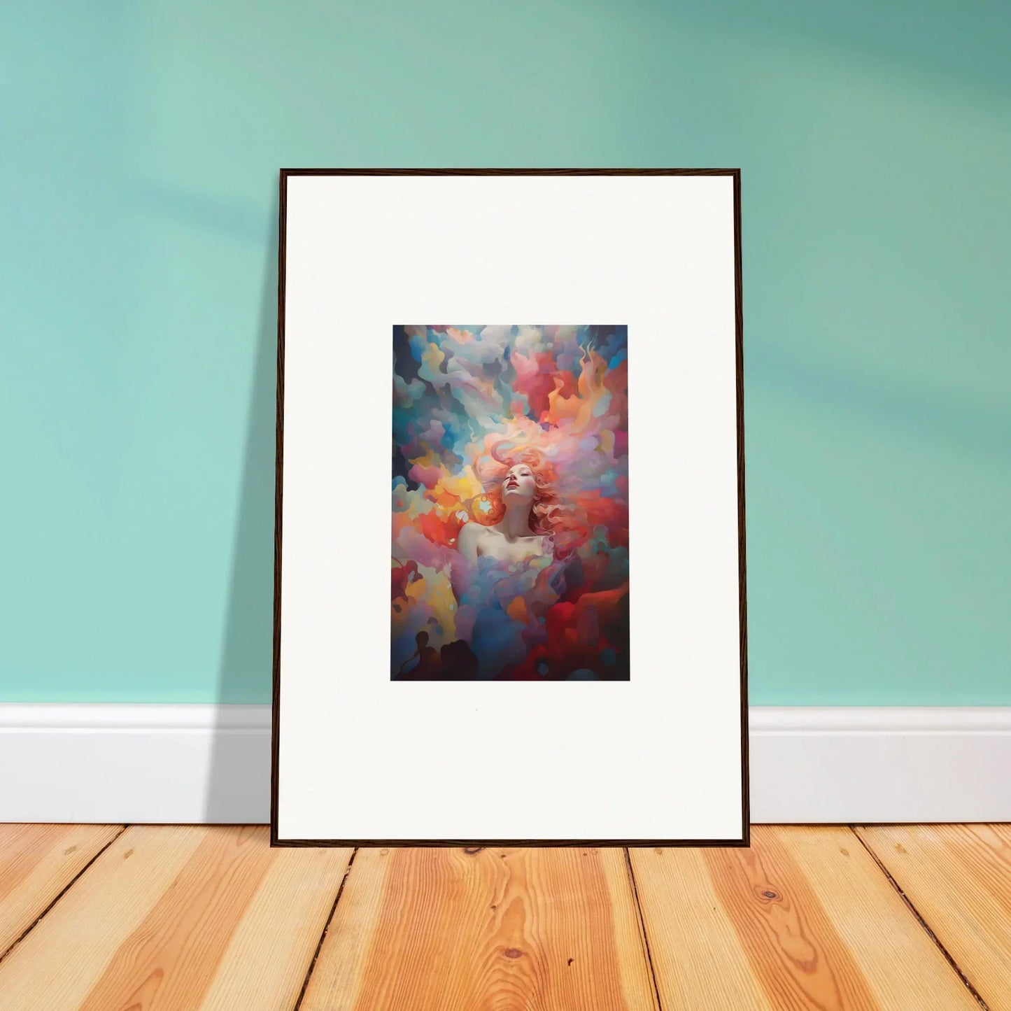 Vibrant canvas print wall art for stylish room decoration, leaning against a wall