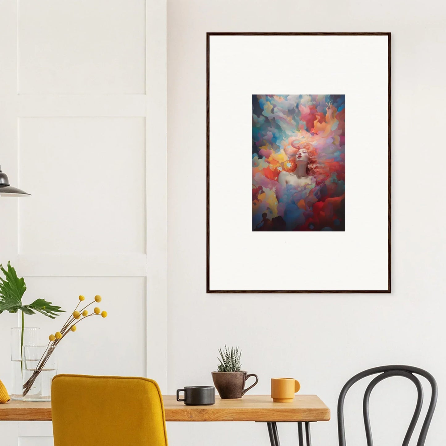 Vibrant abstract canvas print with colorful smoke patterns for stylish room decoration