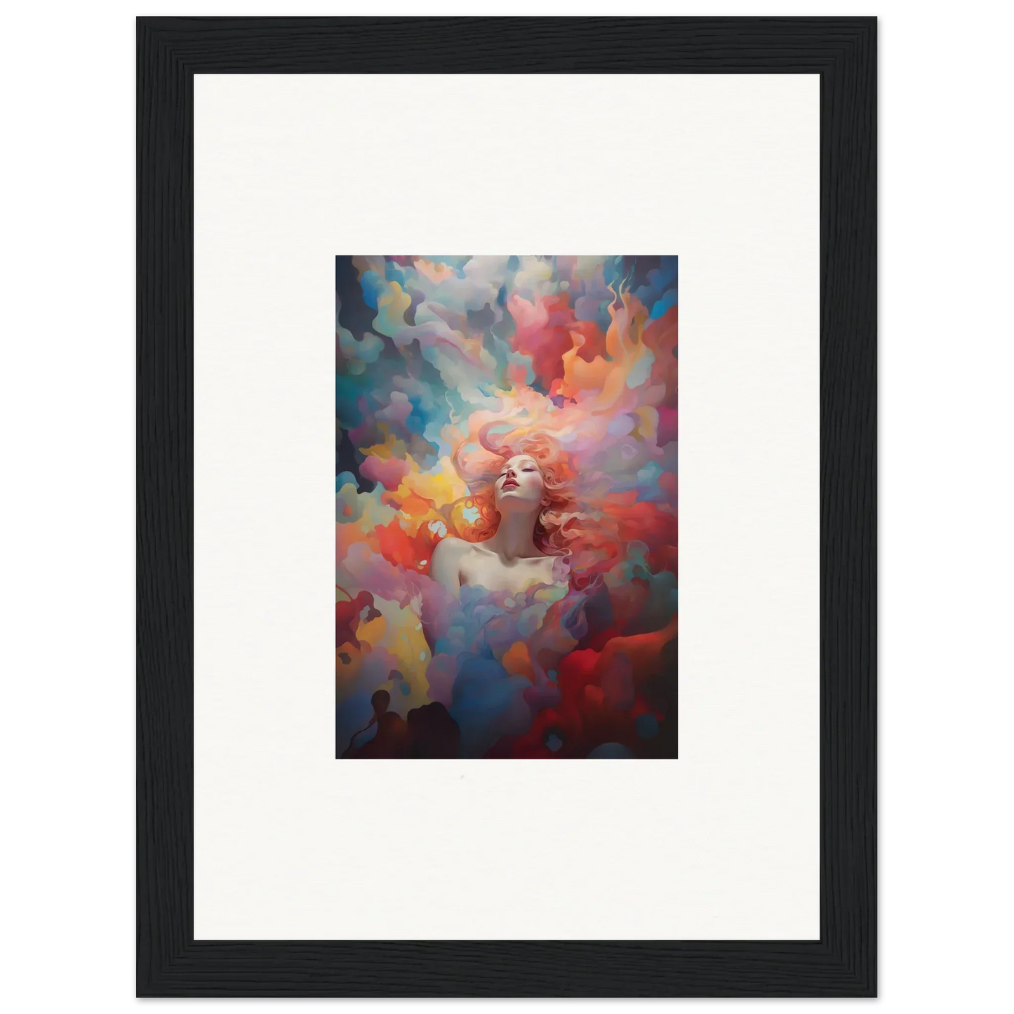 Framed abstract canvas print bursting with color swirls for stylish room decoration