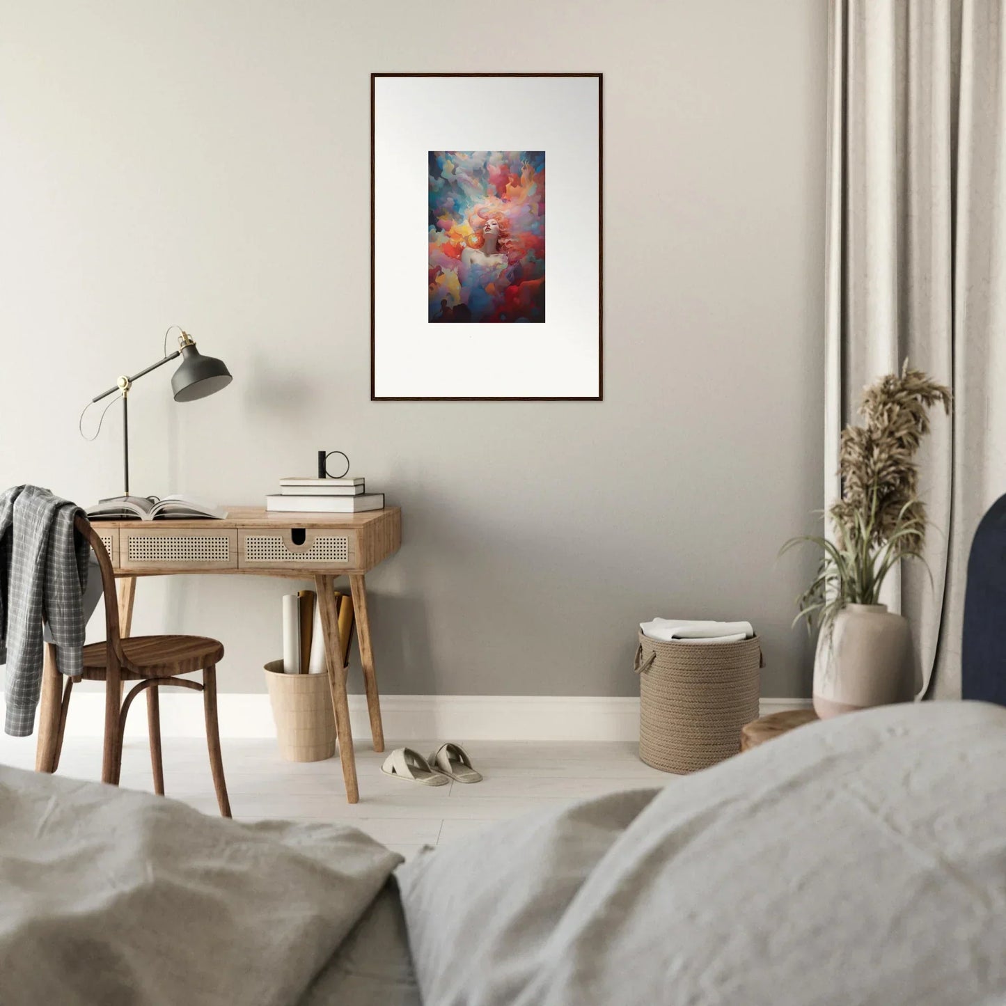 Framed abstract canvas print of vibrant colors, perfect for room decoration wall art