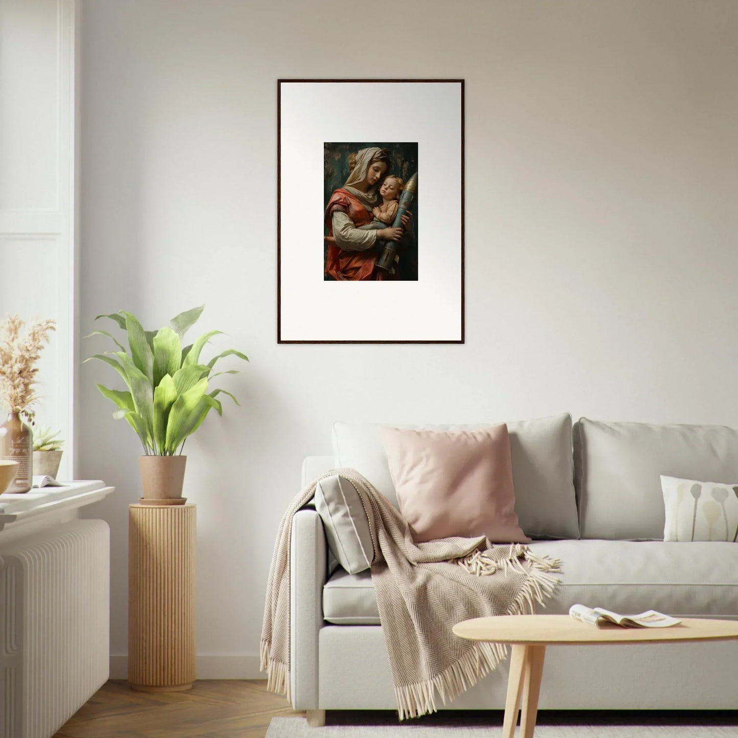 Framed wall art of a woman holding a baby for elegant Aedel Composure room decor